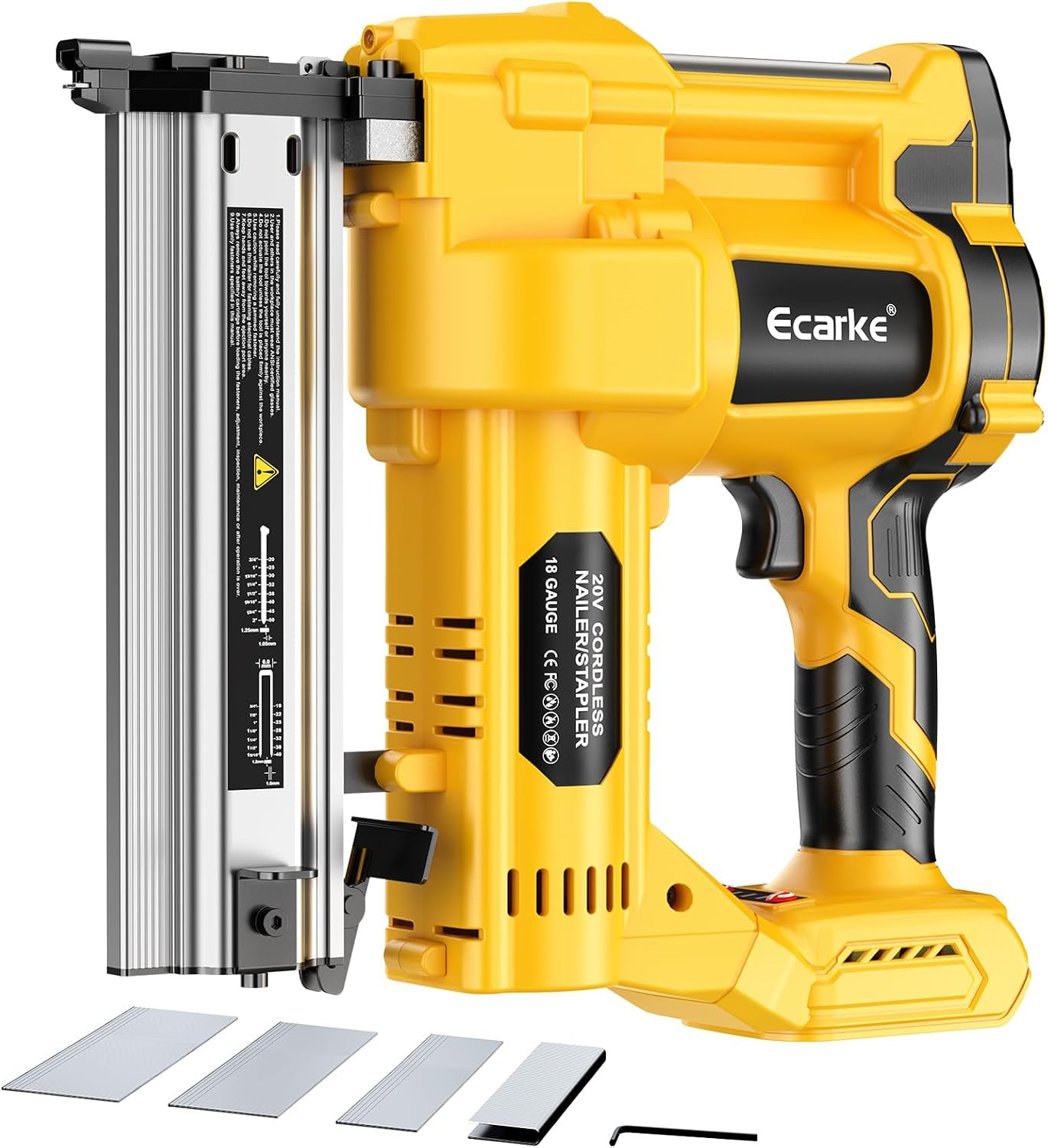 Cordless 2″ Brad Nailer Compatible with Dewalt 20V Battery(Tool Only), 2 in 1 El