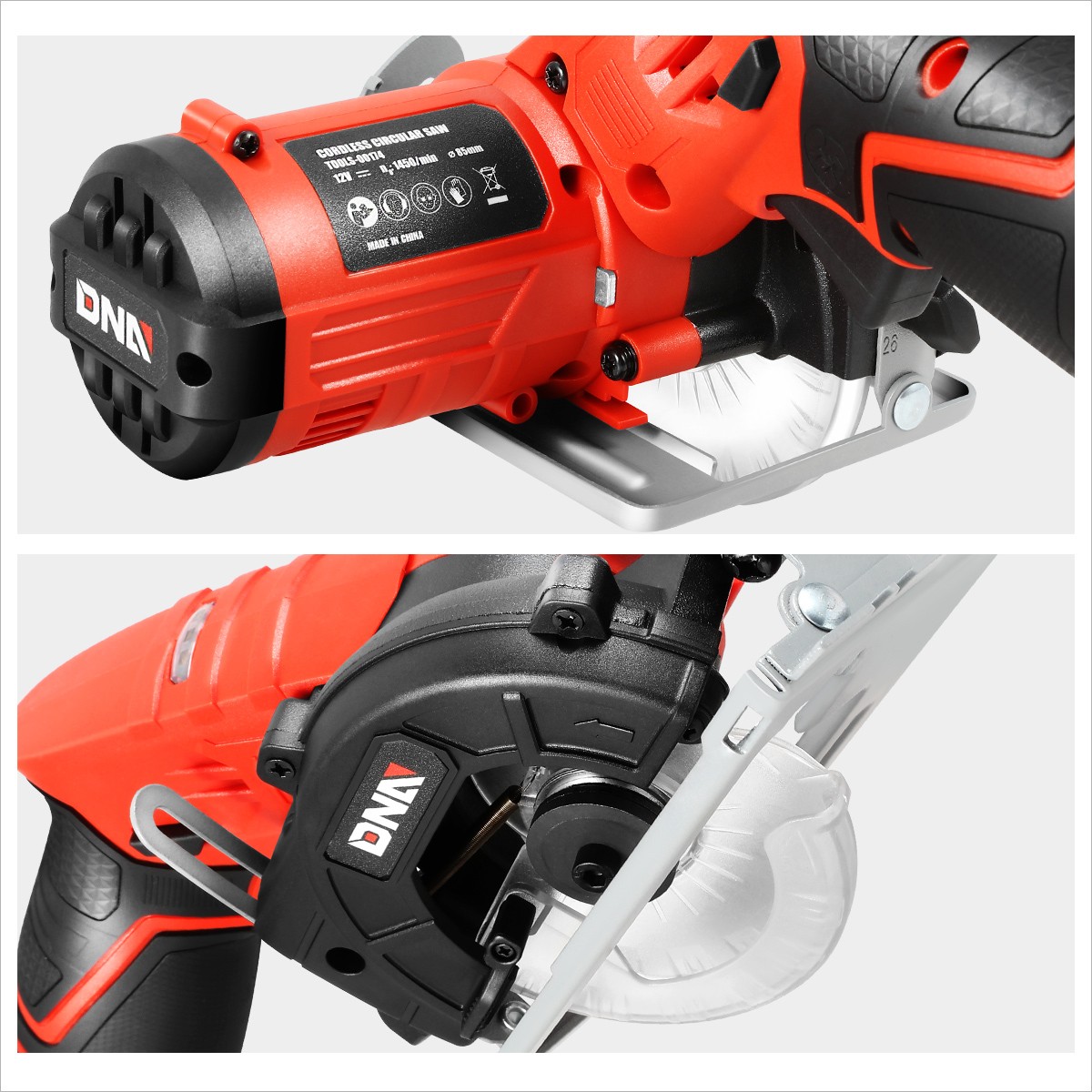 DNA Motoring TOOLS-00174 12V Compact Cordless Circular Saw w/Blade+Hex Key Red