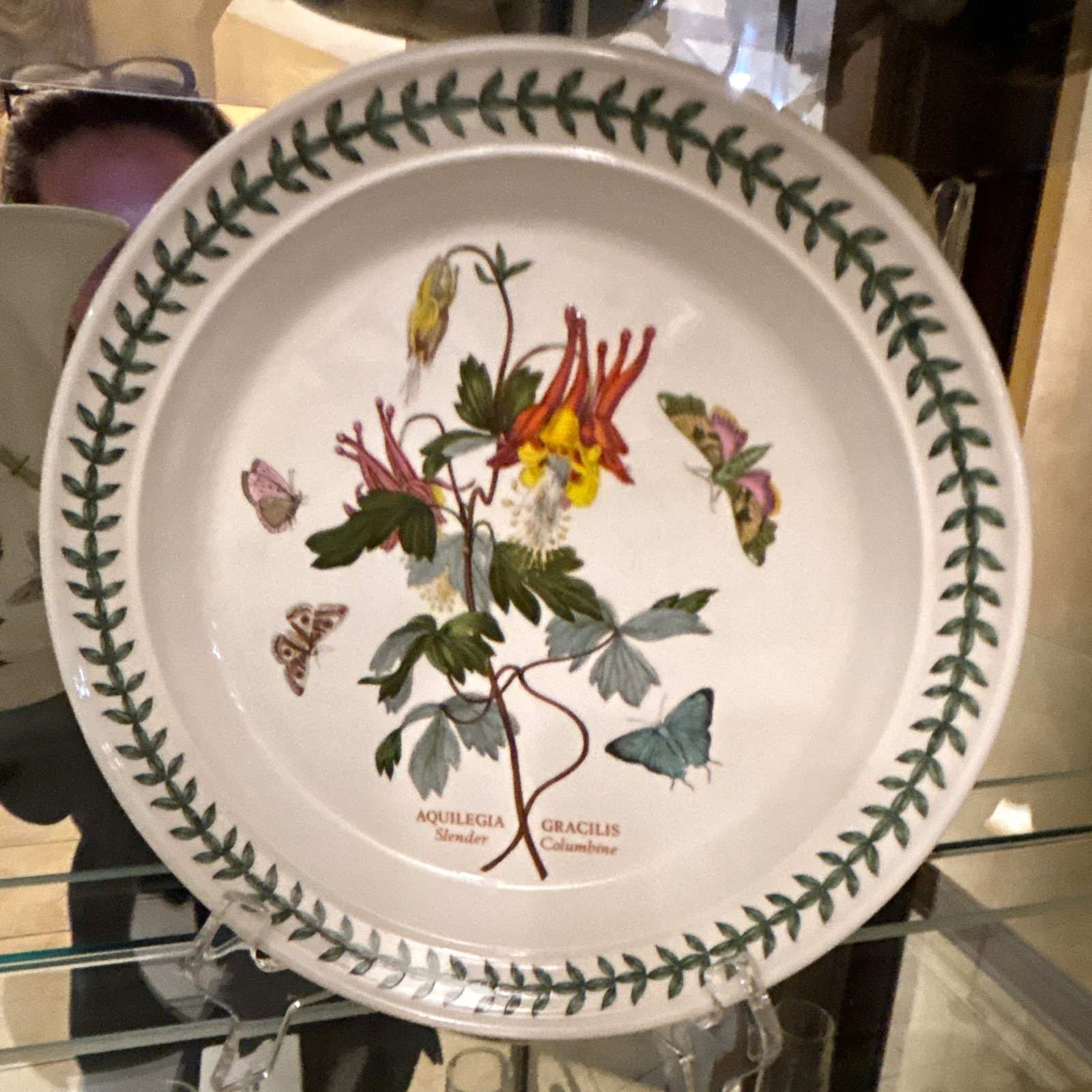 Portmeirion Botanic Garden Dinner Plate Aquilegia Gracilis Slender Columbine