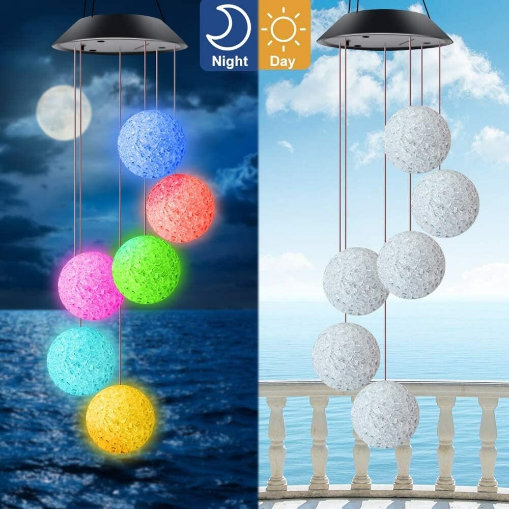 Solar LED Wind Chimes Colour Changing Lights Hanging Light Garden Outdoor Decor