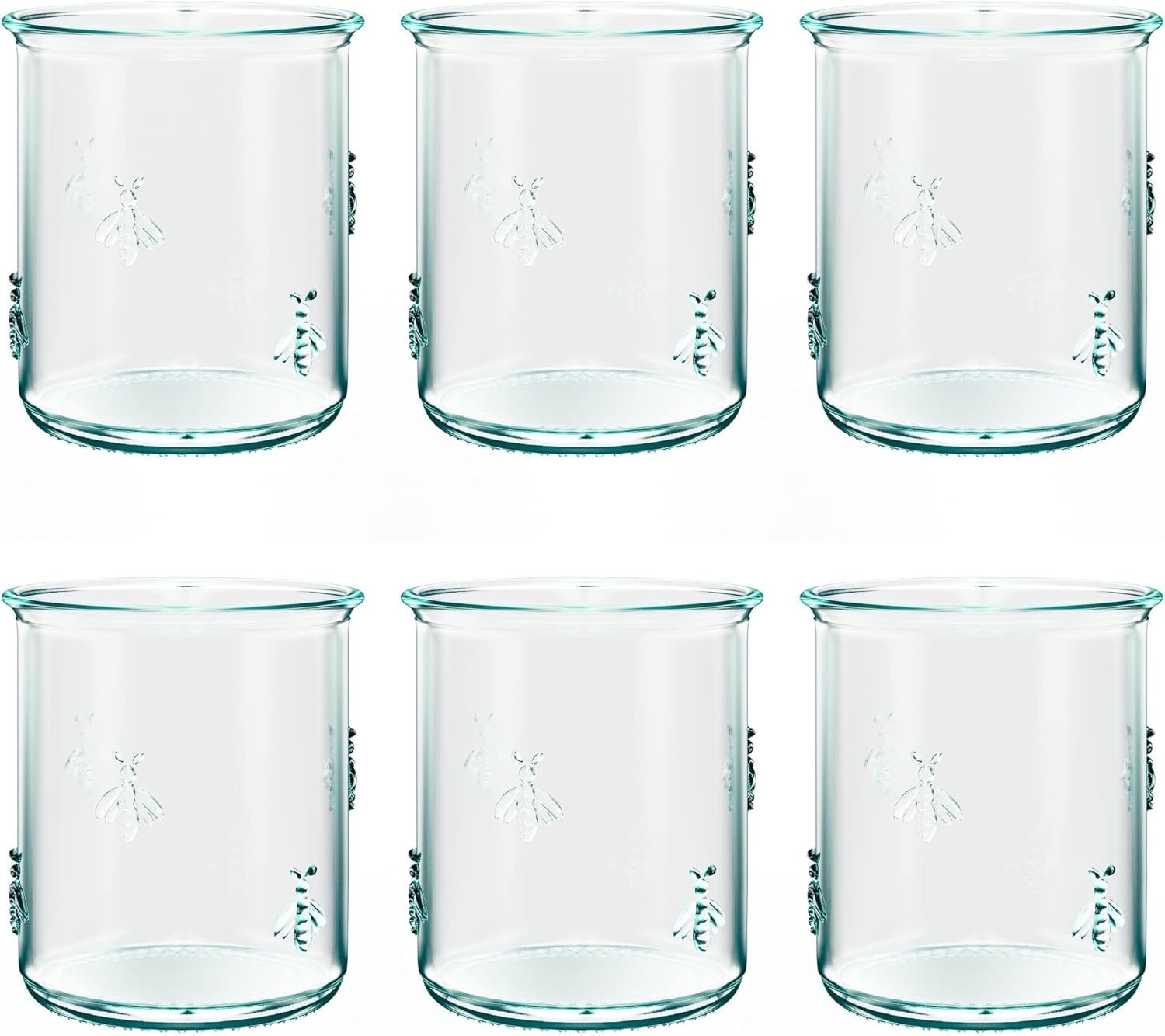 Amici Home Regina DOF Glass, 12 Oz, Italian Made, Set of 6, Bumble Bee Accents