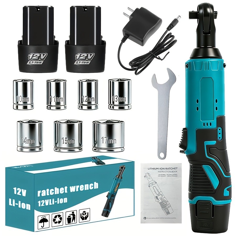 Cordless electric ratchet wrench set, brushless electric ratchet wrench, 12V