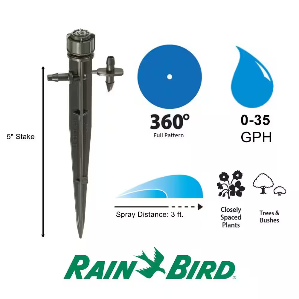 0-35 GPH Full Circle Pattern Micro-Umbrella Micro Bubblers on Stake (4-Pack)
