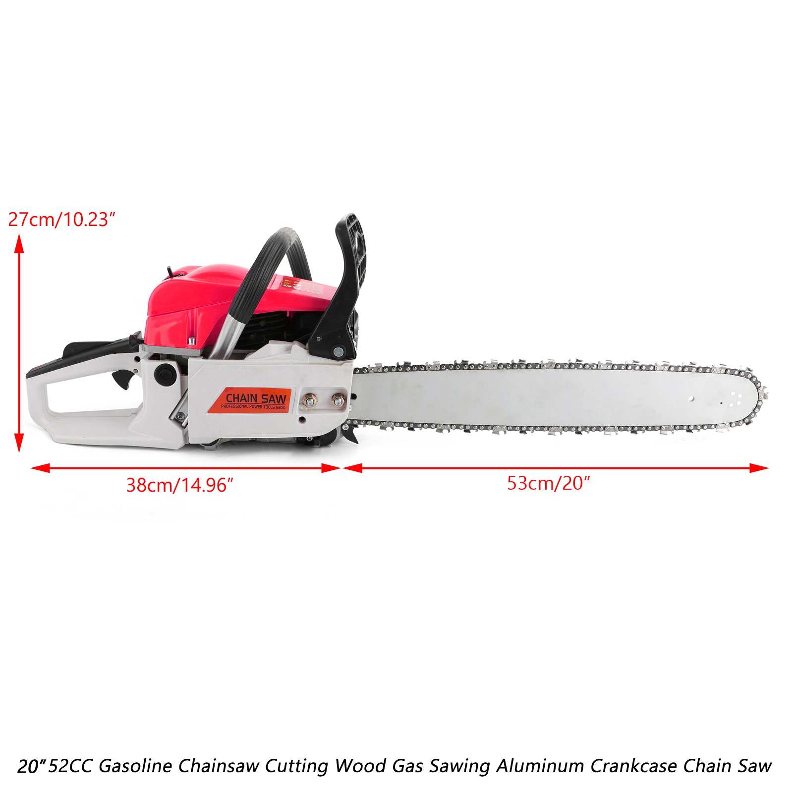 62cc Gas Chainsaw 20″ Bar Gasoline Powered Chain Saw 2 Cycle Engine Cutting USA
