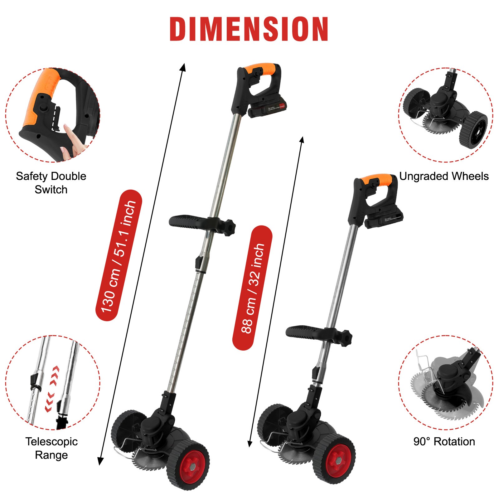 2 Battery Electric Cordless Grass String Trimmer Lawn Edger Weed Wacker Cutter
