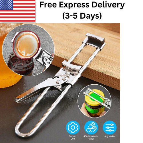 2X Adjustable Multifunctional Stainless Steel Can Opener Jar Lid Gripper Kitchen