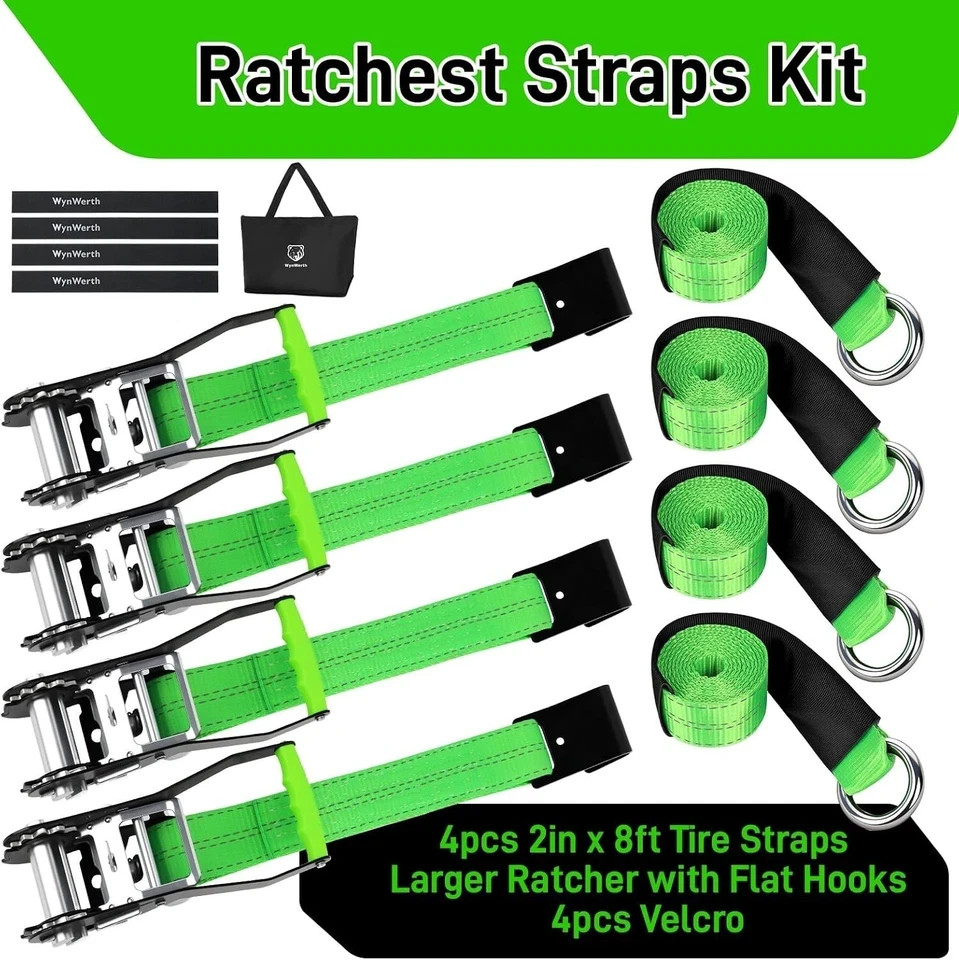 4 Pack Axle Straps Car Tie Down Straps for Trailers Wheel Tie Down Ratchet Strap
