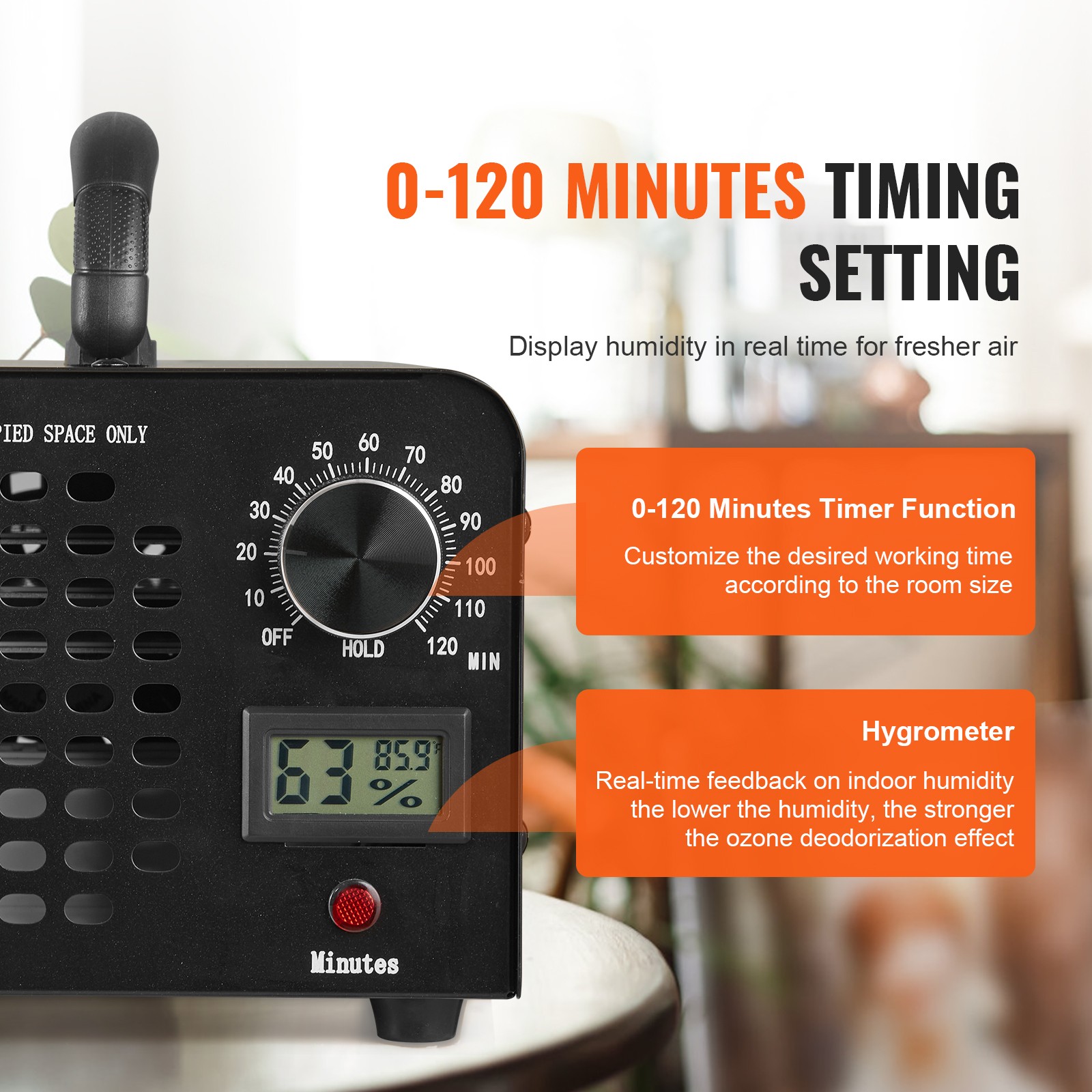 VEVOR 24000mg/h Ozone Generator Machine Air Purifier Ionizer Ozonator Timer Home