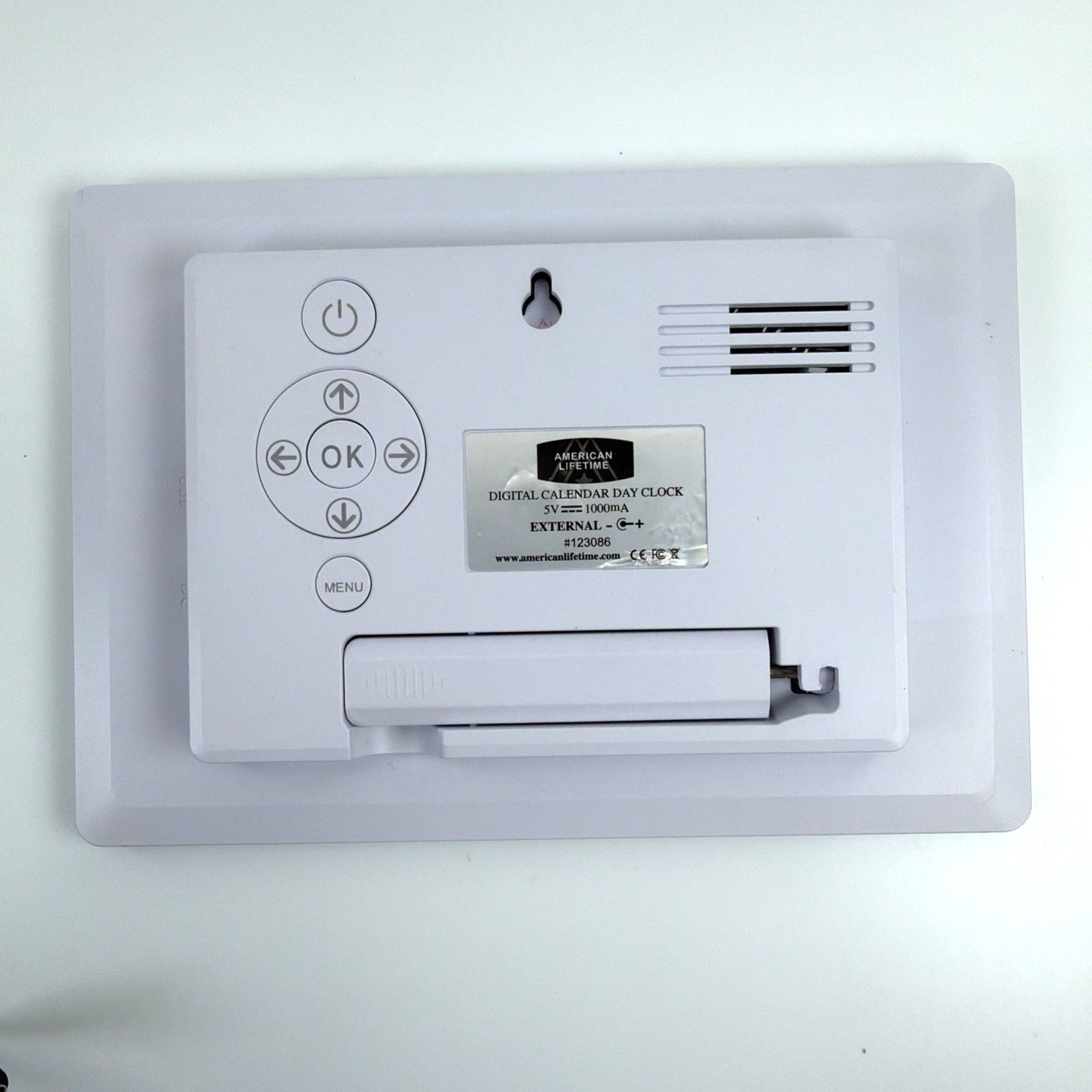 American Lifetime Digital Calendar Day Clock 8 in White Frame w/ Plug