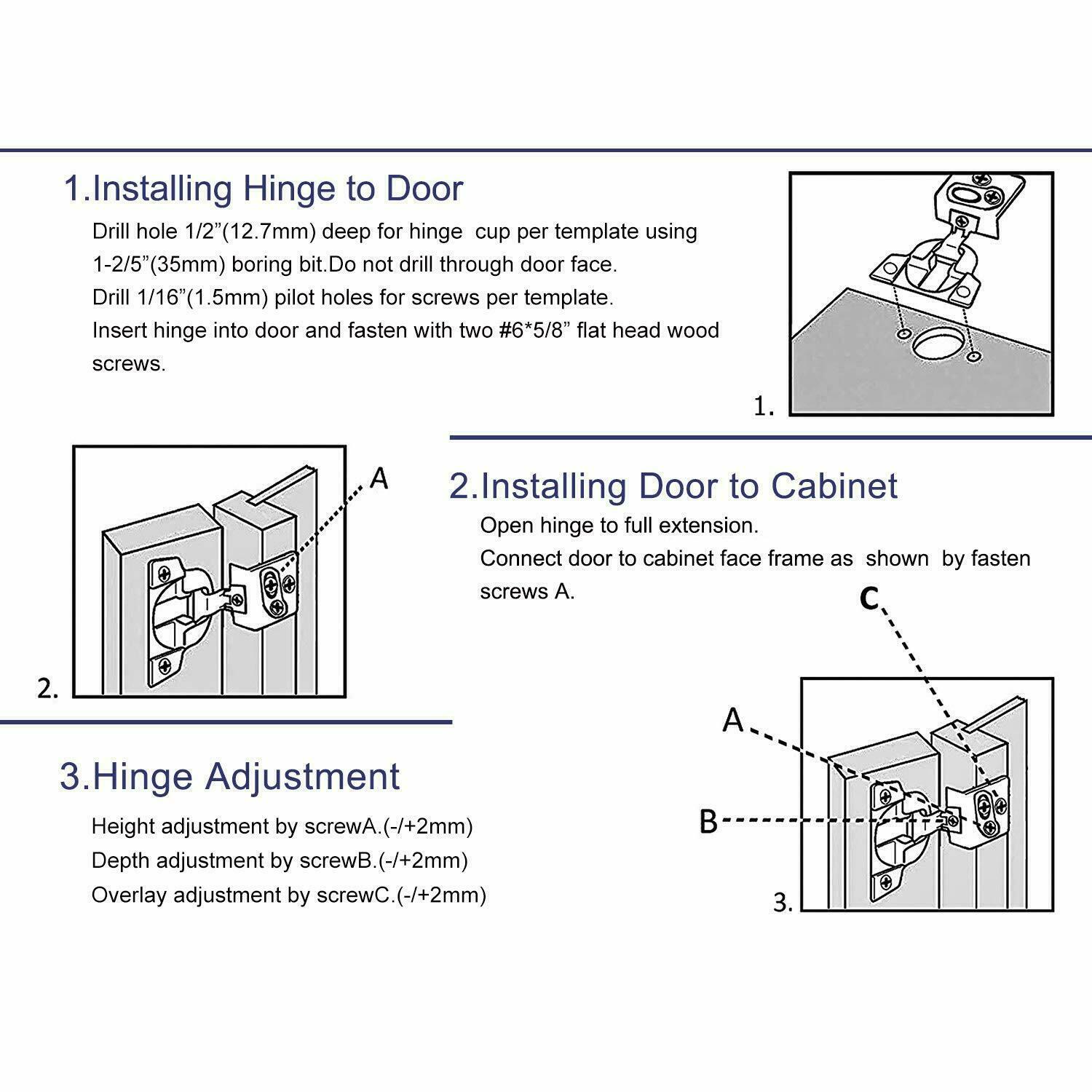 Soft-Closing Compact 1 1/4″ Overlay 105° Hinge Kitchen Cabinet Hardware