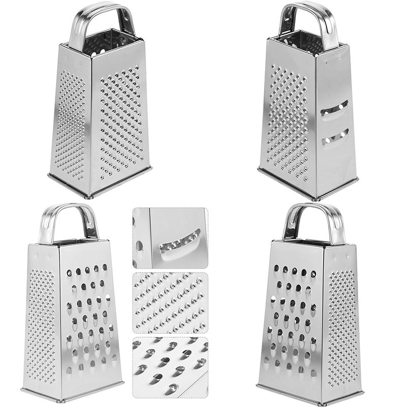 Kitchen Stainless Steel 4-Sided Box Food Grater Vegetable Cheese Slicer Shredder