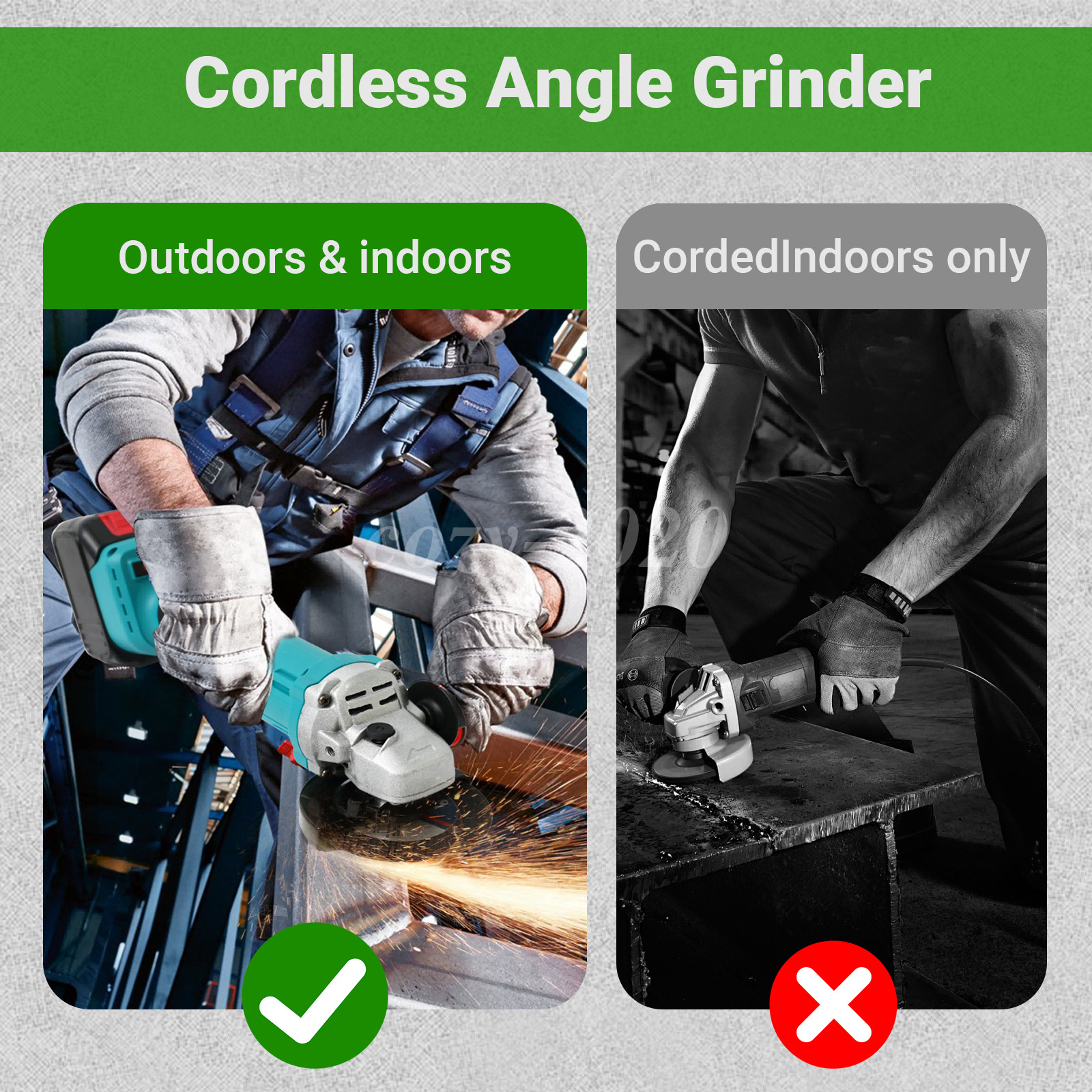 21V Cordless Angle Grinder Cutting Brushless Detail Sander 9000 RPM W/ 2 Battery
