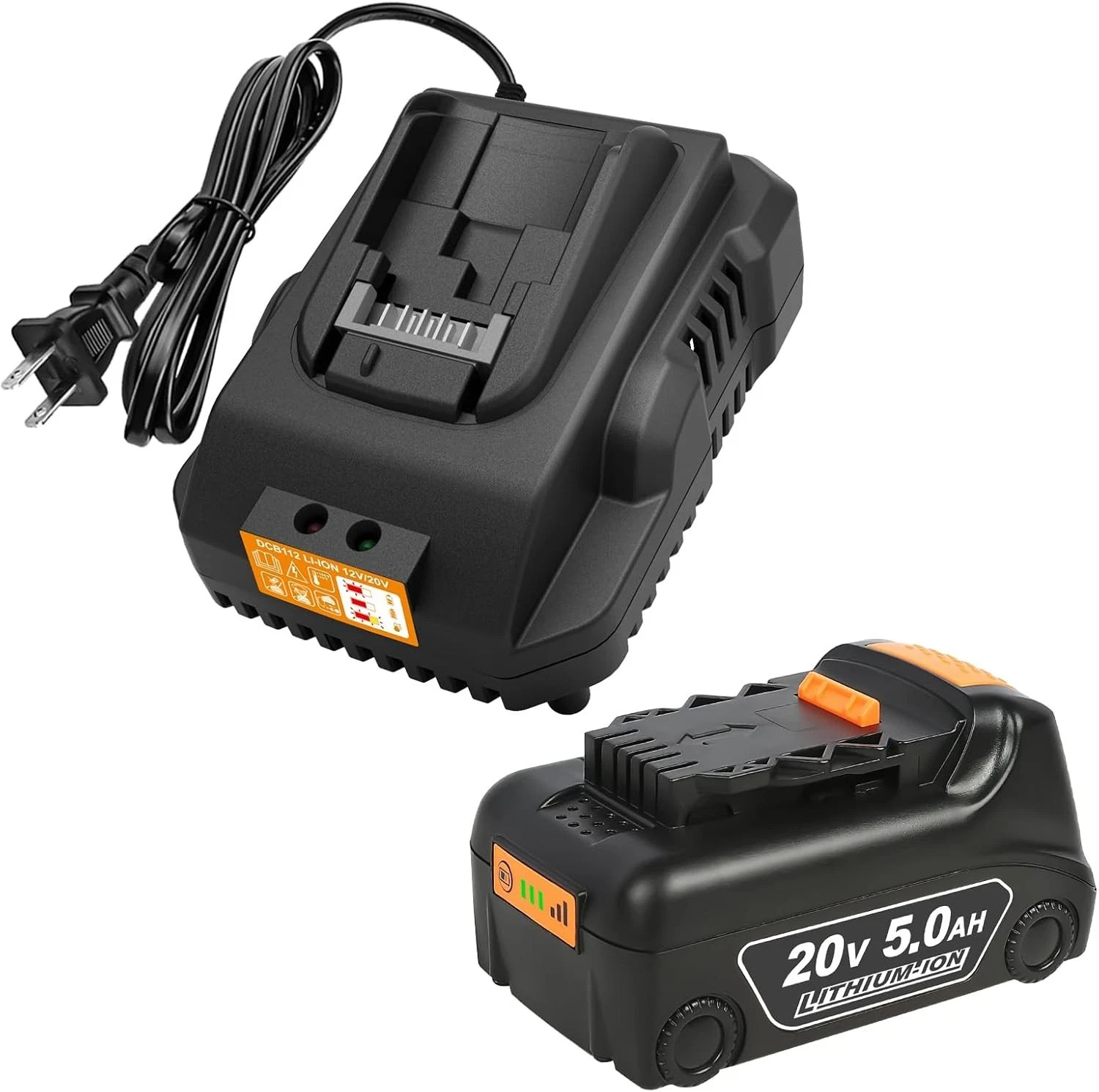 20v Max Battery for Dewalt Battery 5.0Ah w/DCB112 Battery Charger DCB200 DCB120