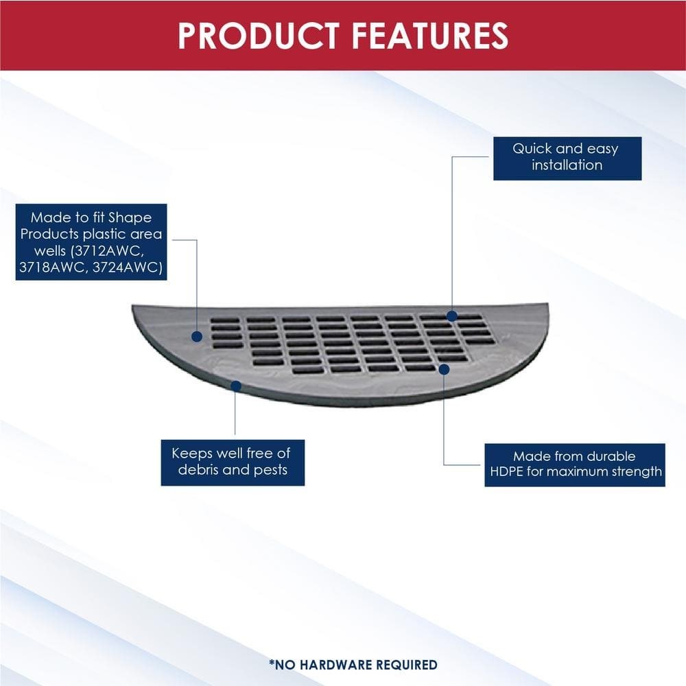 39 In. W X 17 In. D X 1 In. H Heavy-Duty round Grate Window Well Cover