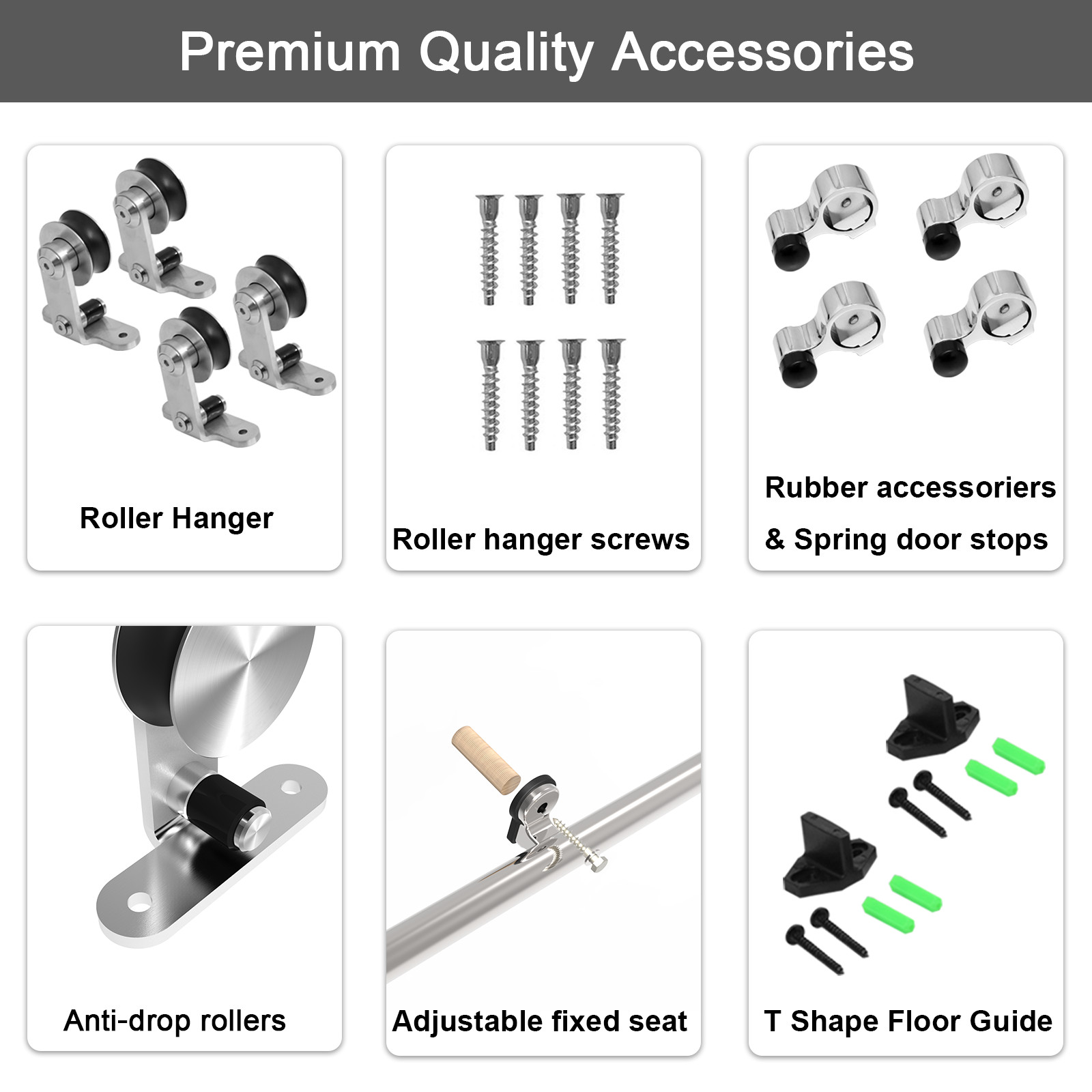 CCJH 4FT-16FT Stainless Steel Sliding Barn Door Hardware Kit Track for Wood Door
