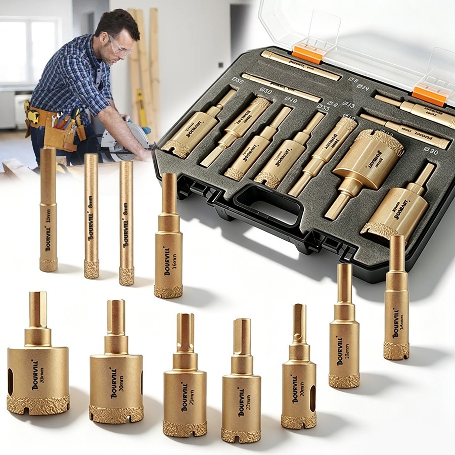 BOURVILL-12Pcs Manual Tool Set. Is A Heavy-duty Round-hole Leather Punching Tool