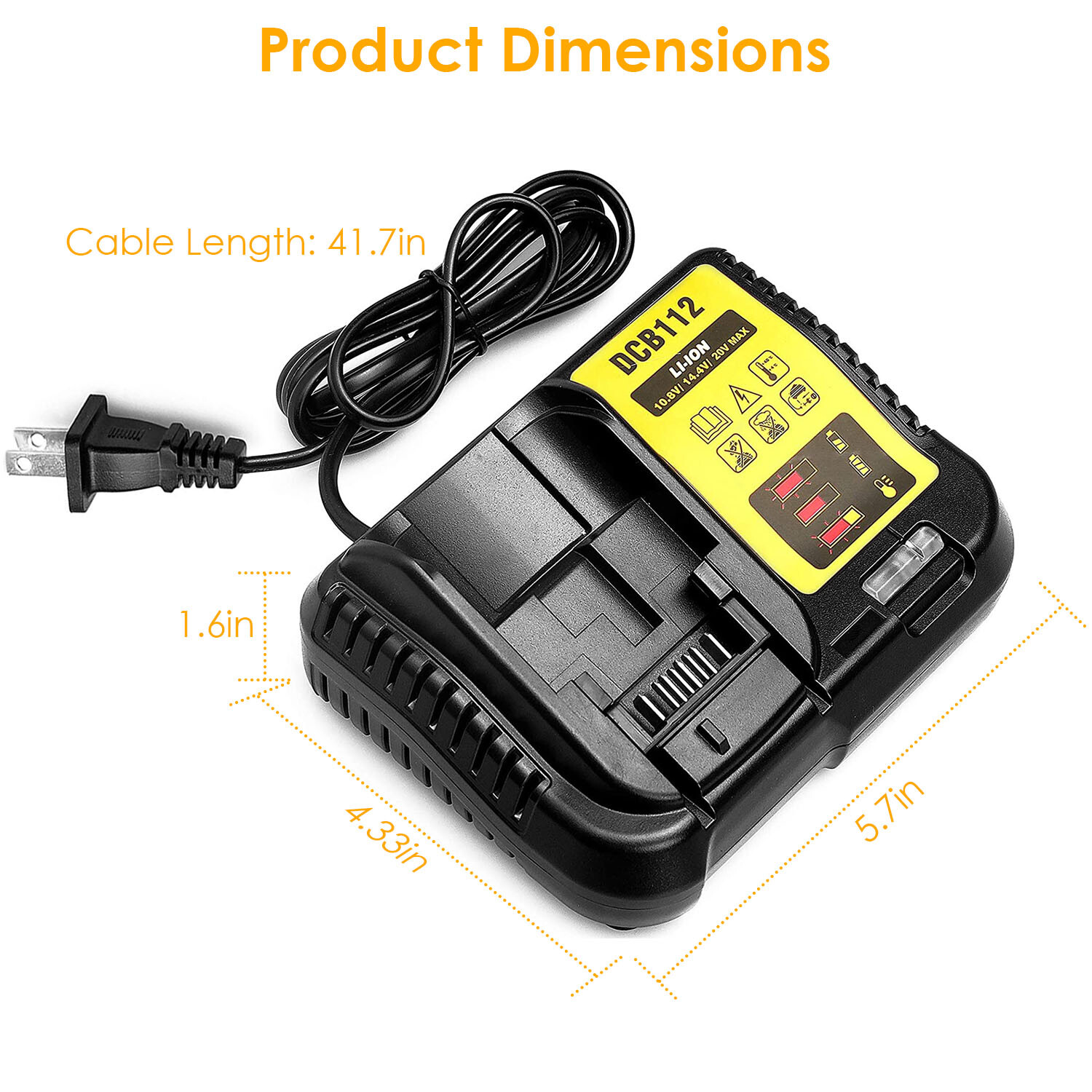 Battery Charger Replacement Fit for Dewalt 10.8-20V DCB107 DCB101 DCB200 DCB205