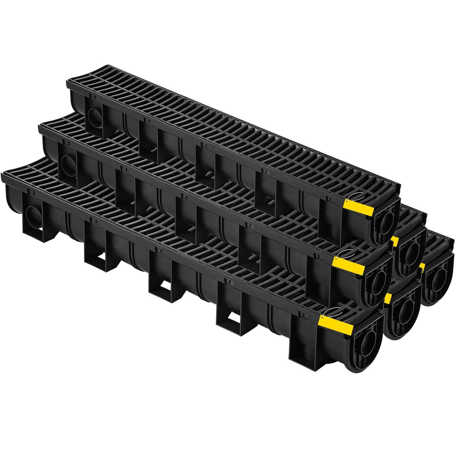 VEVOR Drainage Trench Driveway Channel Drain Kit Plastic Grate-5.8″x5.2″-6 Pack