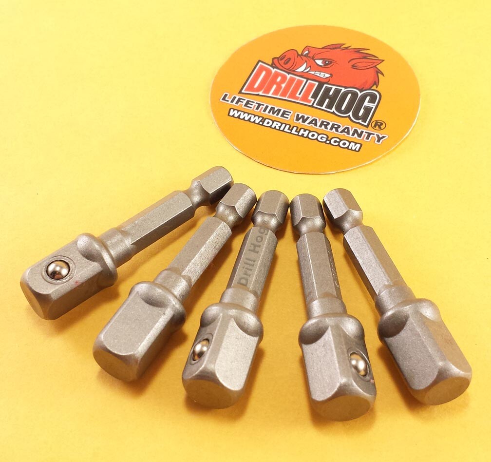 Drill Hog® 3/8″ Socket Adapter Hex Shank 3/8 Impact Driver Bit Lifetime Warranty