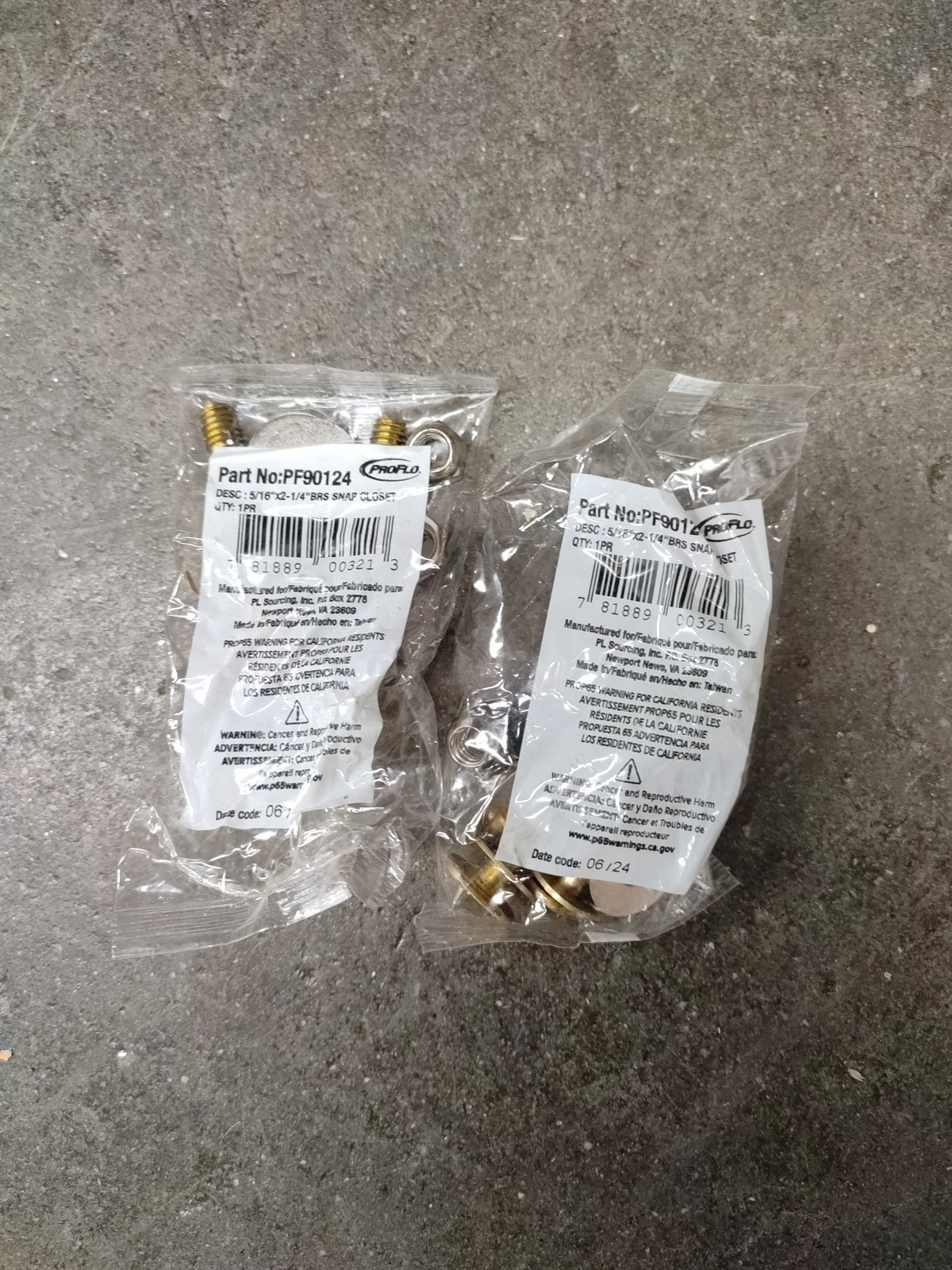 PROFLO PF90124 5/16″ Brass Snap Closet Bolt Stainless Steel Pair – 2 Sets