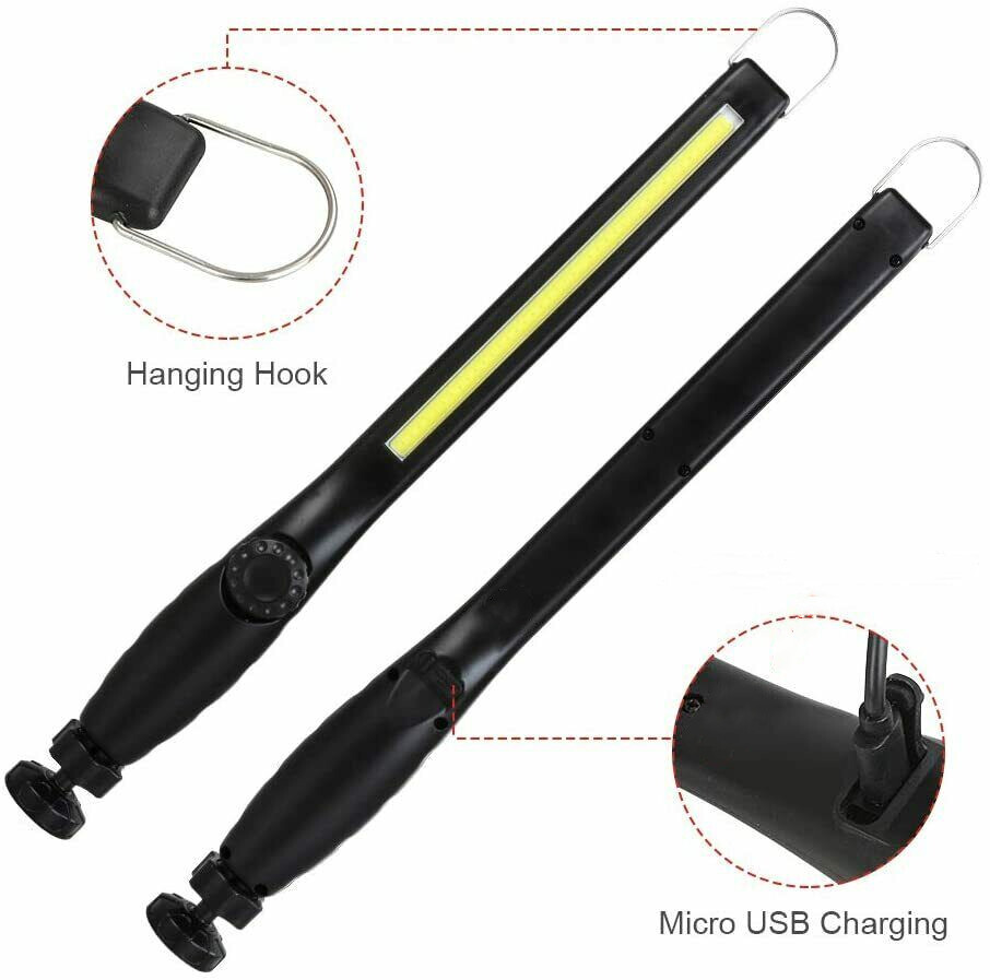 2pcs Rechargeable LED Slim Work Light Mechanic Flashlight Lamp Bar Camping Torch