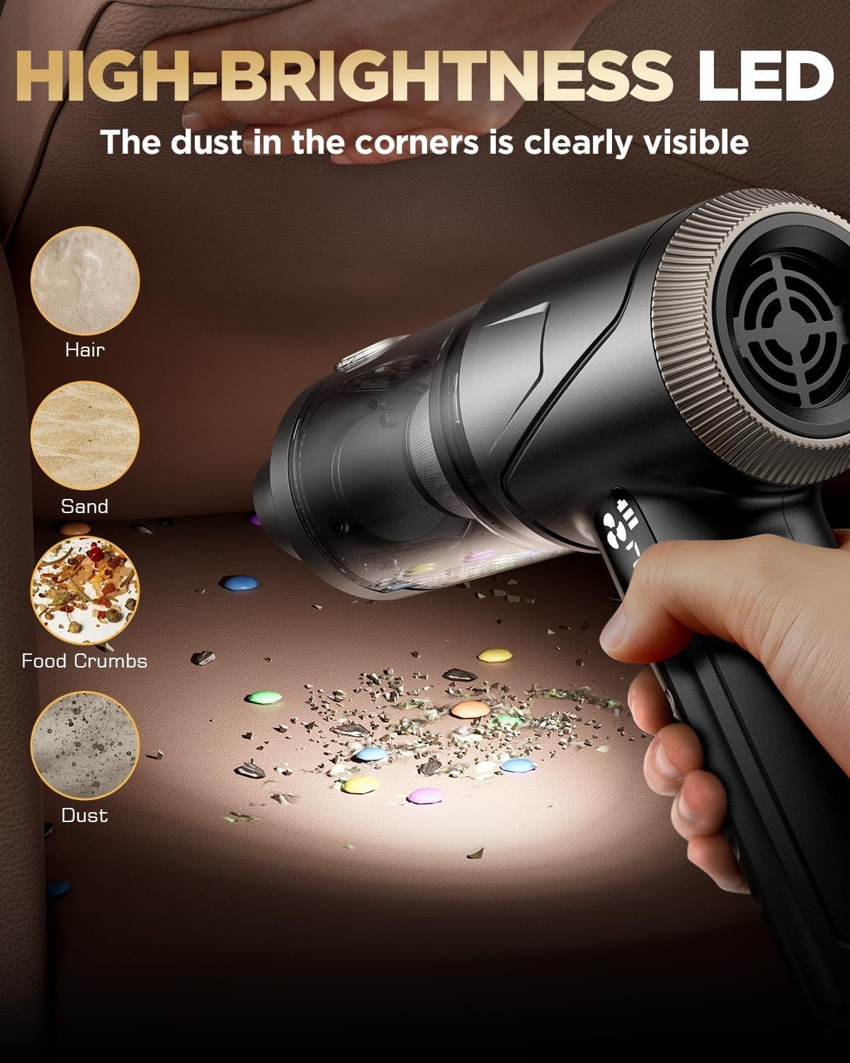 Handheld Vacuum Cleaner 26000Pa Suction with Brushless Motor, 4-in-1 Portable…