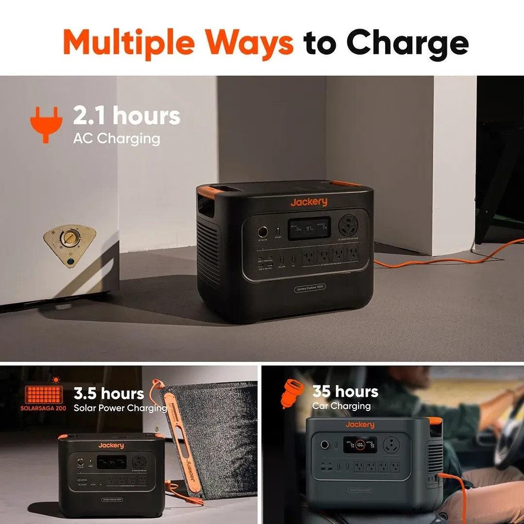 Jackery Explorer 3000 v2 Power Station 3072Wh Capacity and 3600W output LiFePO4