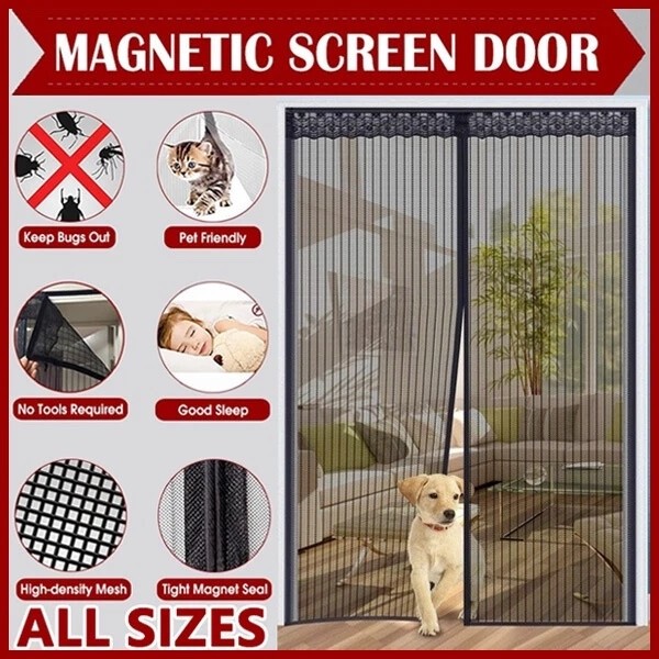 Magnetic Screen Door Mesh Curtain Durable Heavy Duty Mosquito Net Bug Hands Free