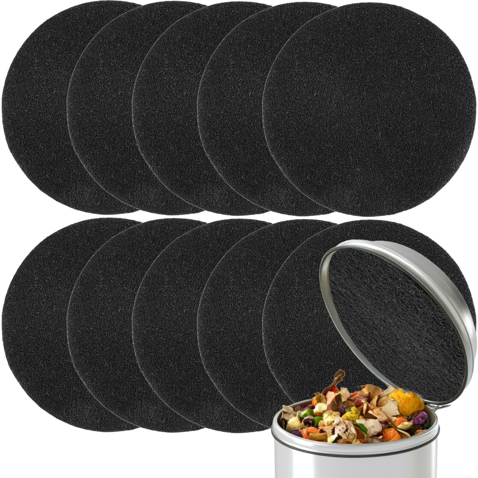 10PCS 6.7in Compost Bin Charcoal Filters Activated Carbon