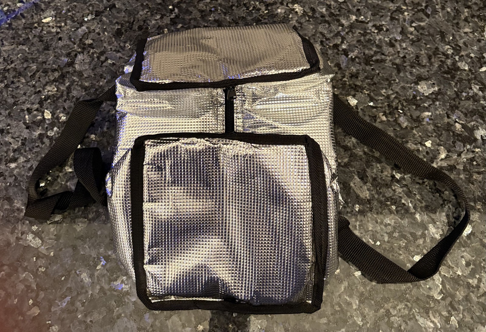 METALLIC*SHINY*SILVER*BLACK*INSULATED*PORTABLE*LUNCH*BAG*PACK*TOTE*COOLER**NEW