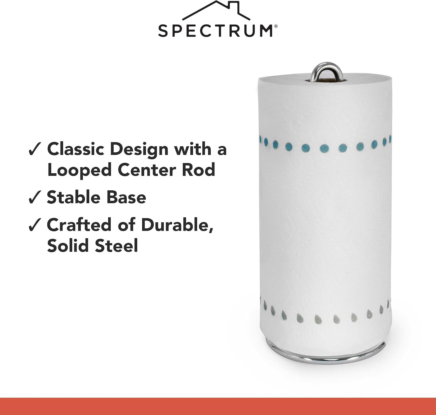 Chrome Paper Towel Holder Countertop Kitchen Organizer, Easy Tear Modern