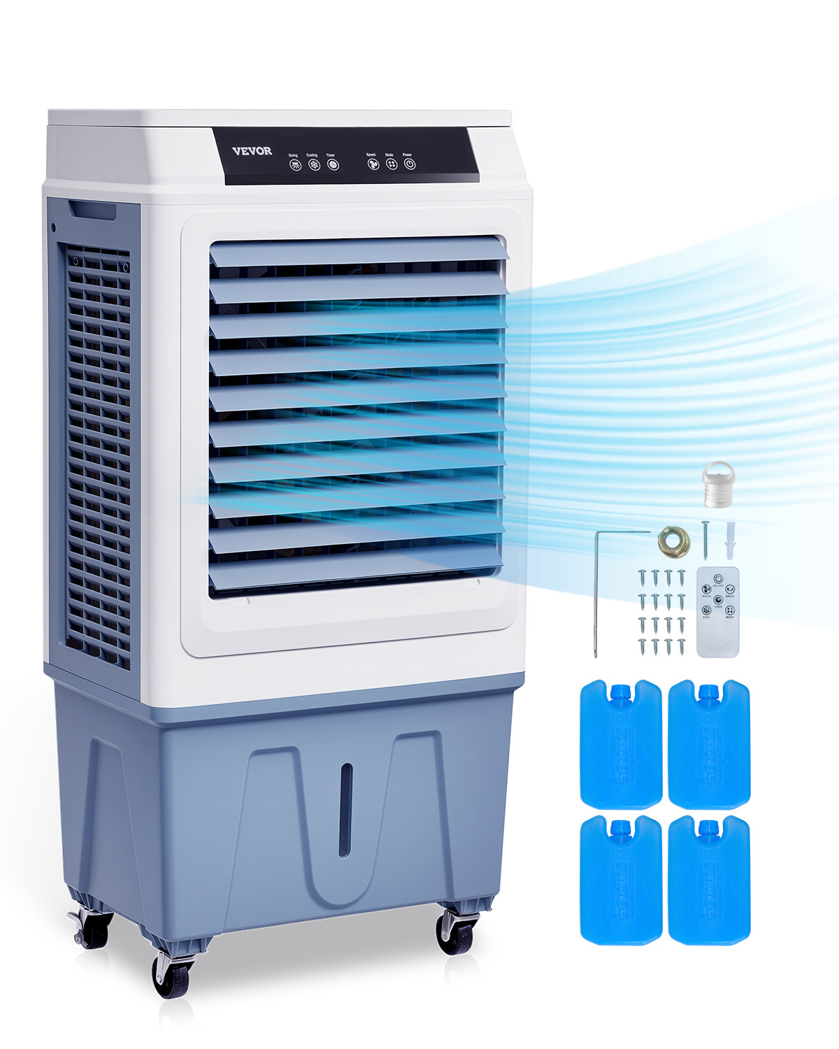 VEVOR Evaporative Air Cooler 3100 CFM with 9 Gallon Water Tank Portable Swamp