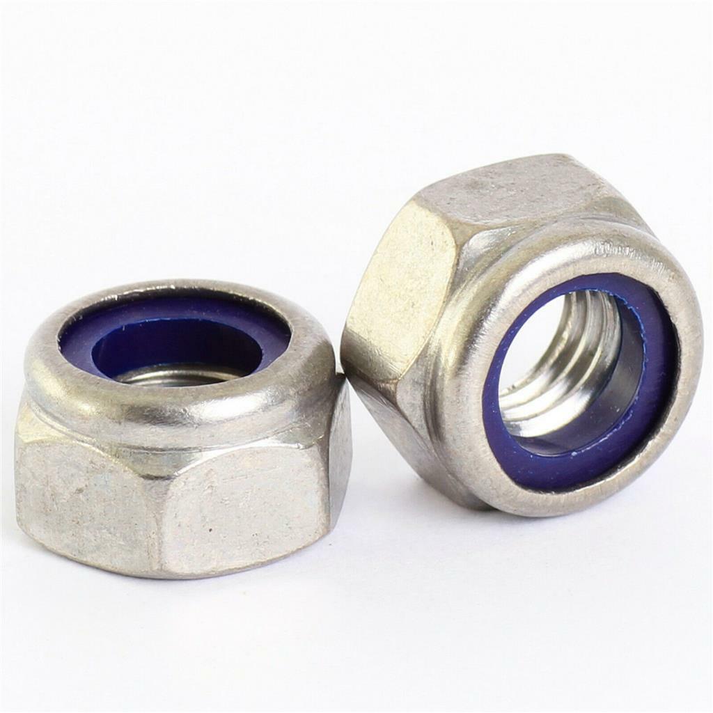 NYLOC NYLOCK NYLON LOCK NUTS M3 M4 M5 M6 M8 M10 M12 A4 MARINE STAINLESS STEEL