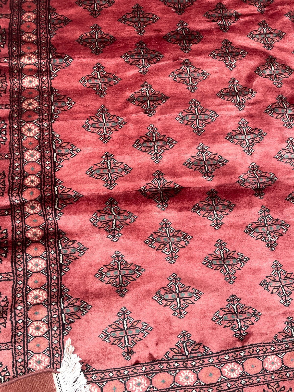 Hand-Woven Wool and Silk Princess Bokhara Area Rug