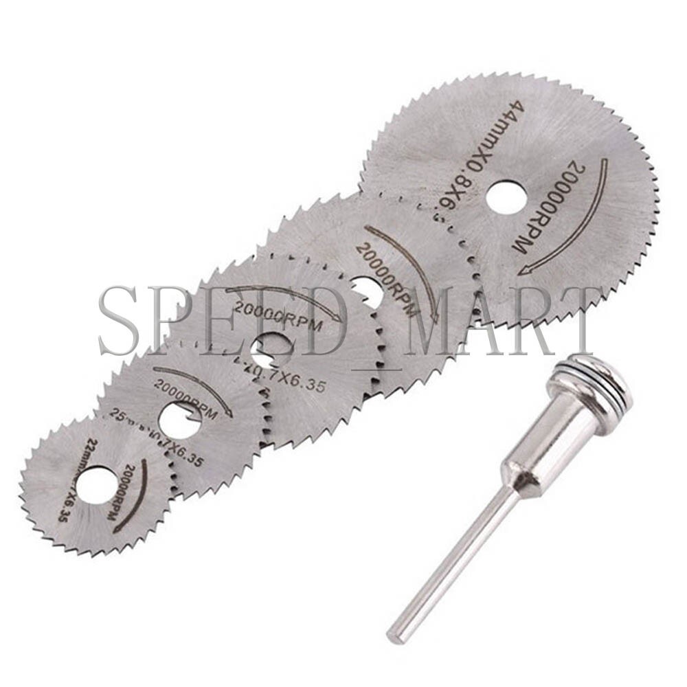 Cutting Discs Mandrel HSS Rotary Circular Saw Blades Tool For Dremel Cutoff 6PCS