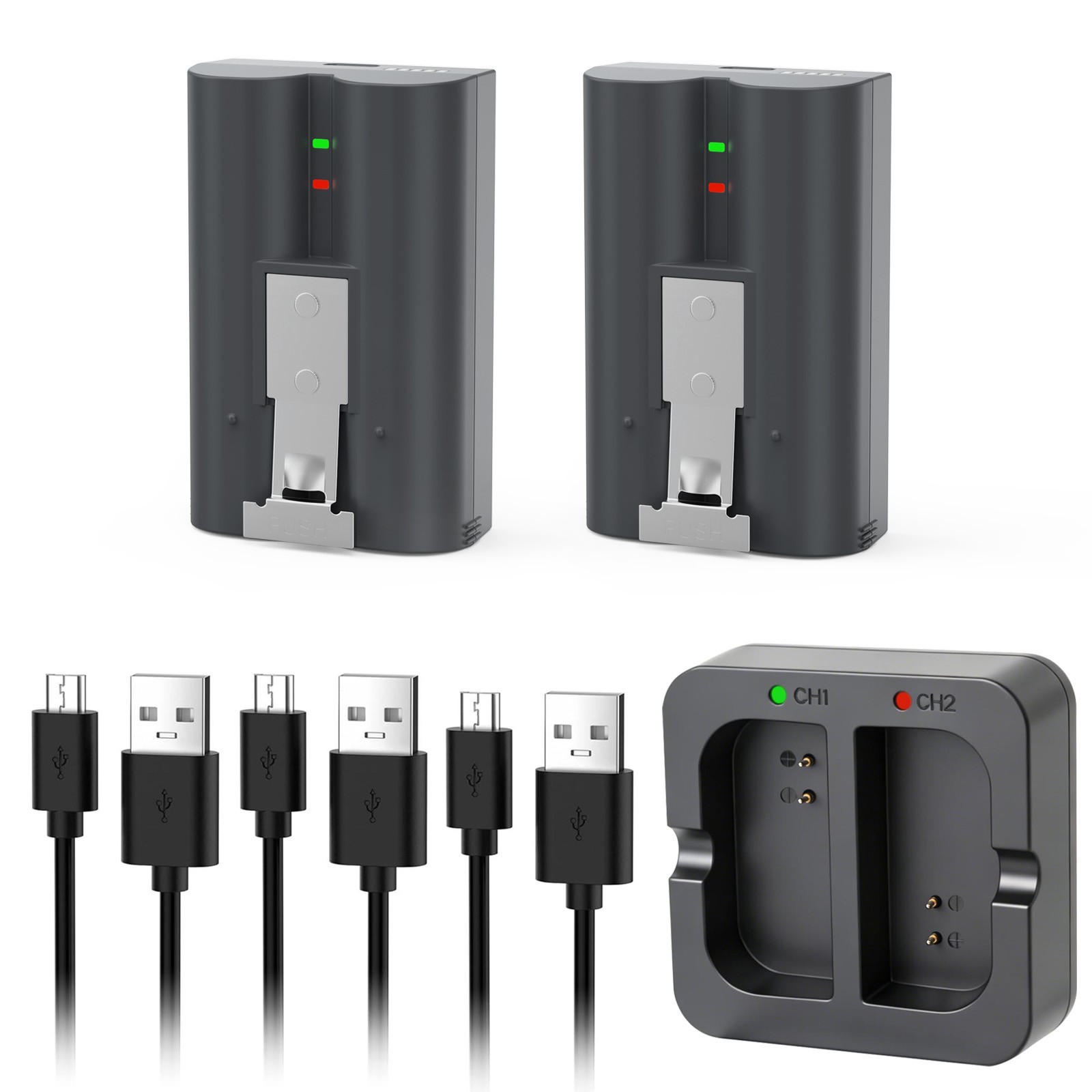 2 Pack 8000mAh Rechargeable Battery and Charger Station for Ring Doorbell 2/3/4