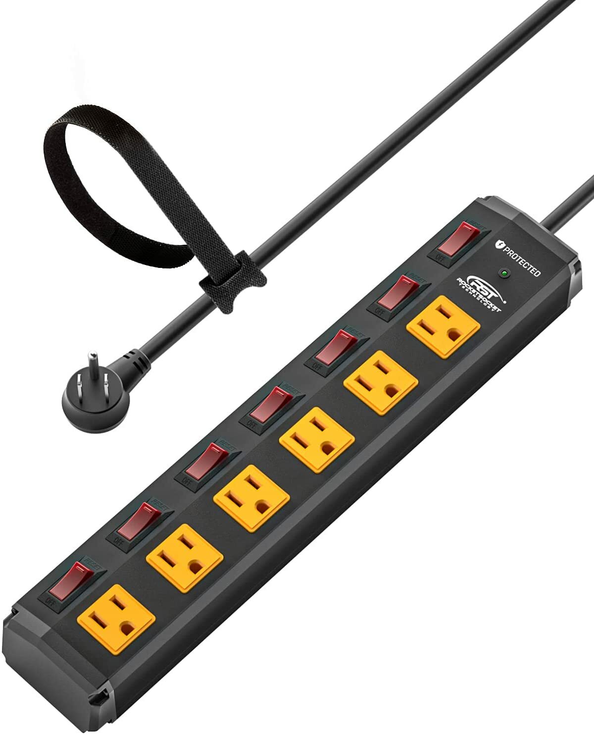 CRST 6FT 1875W Heavy Duty Power Strips with 6 Outlet Individual Switches 1200J