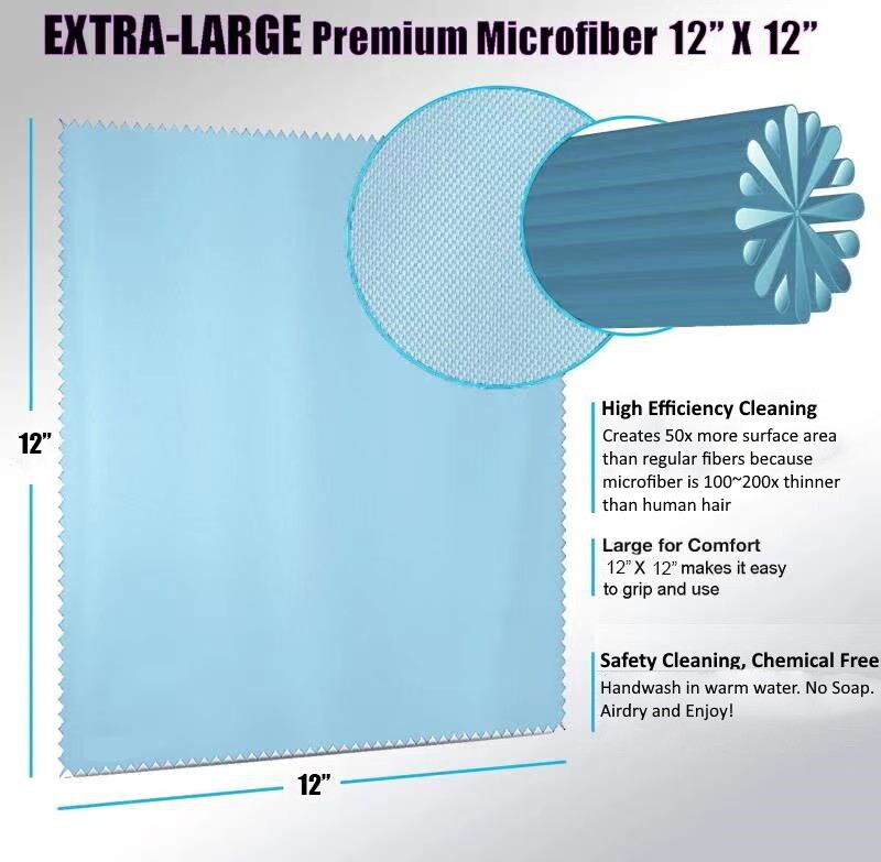 Oversized Microfiber Cleaning Cloth 12″ X 12″ for Screens Lens Phone-Multicolor