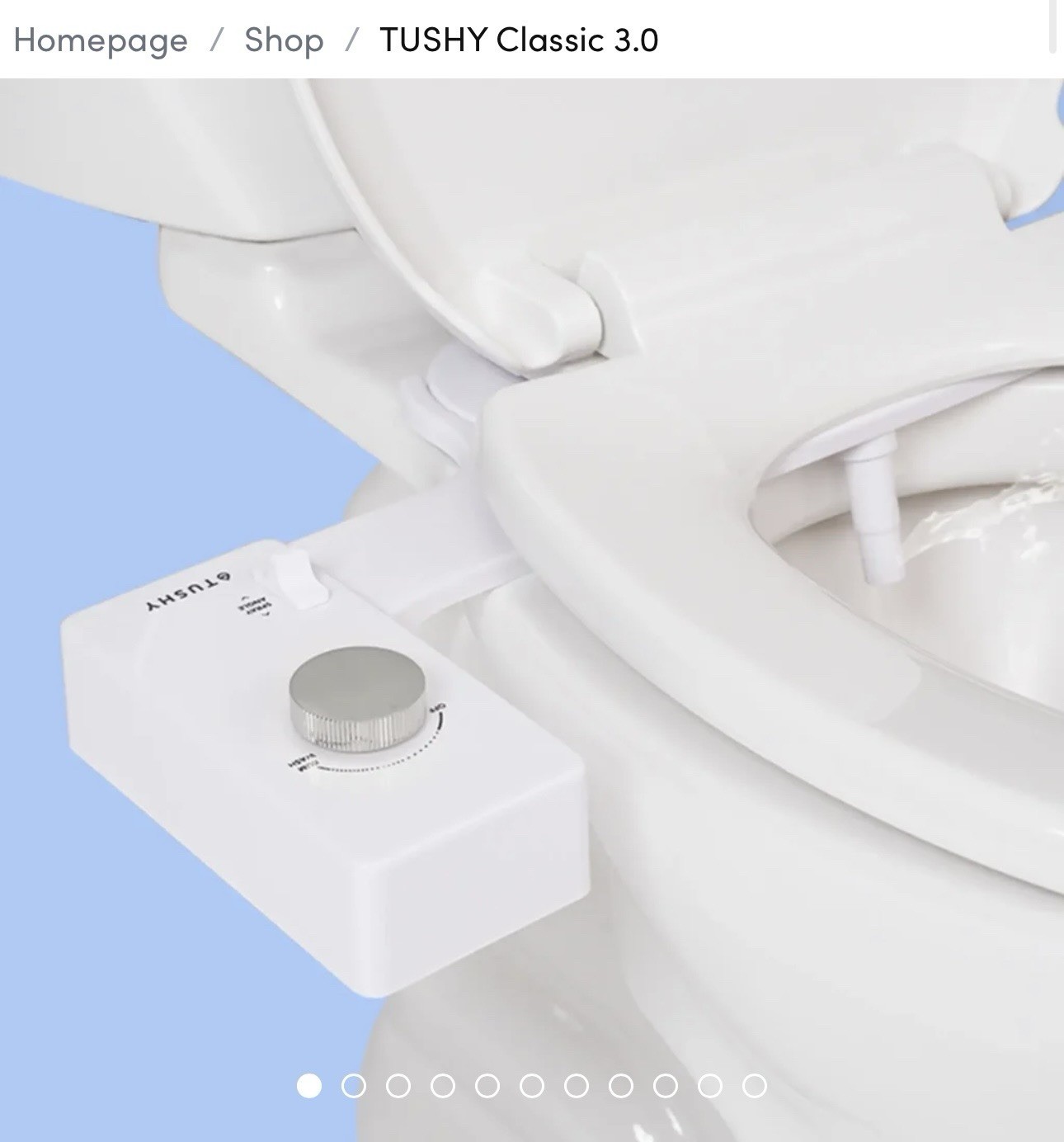 Tushy Classic 3.0 Bidet Attachment. Brushed Nickel Knob