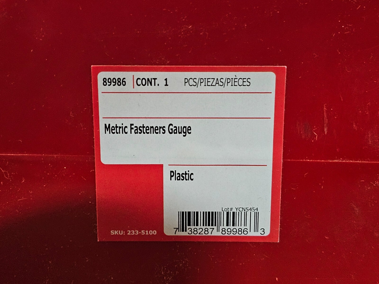 Monster Fastener Bolts GENUINE Fastener Gauge Bolt Metric Red Tool 89986