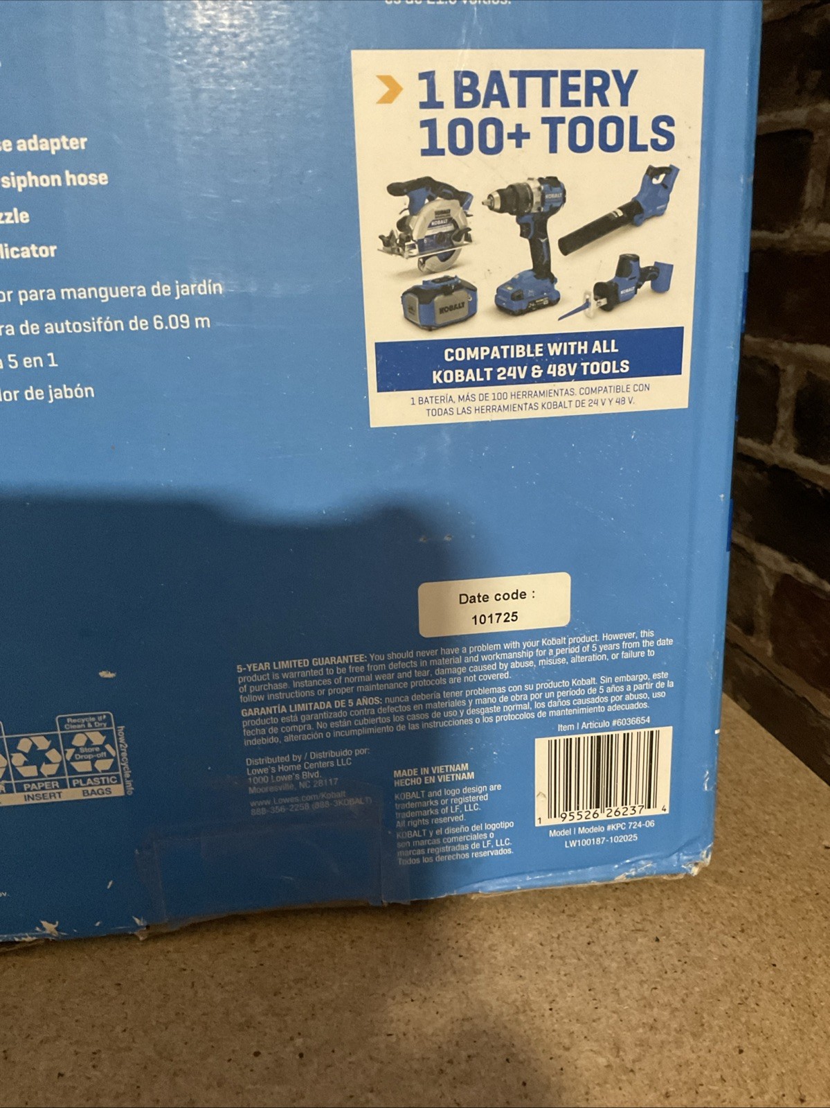 Kobalt 24V Max 700 PSI Brushless Cordless Power Cleaner Tool Only NO BATTERY