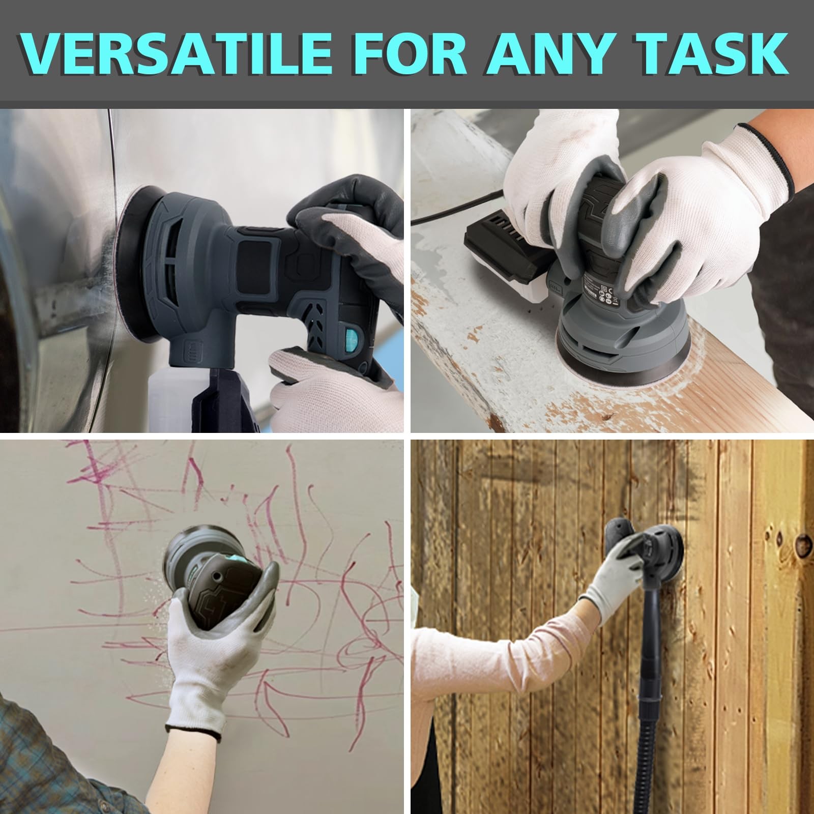 5-Inch Random Orbital Sander, 3Amp Electric Palm Sander with 6-Speed Control,