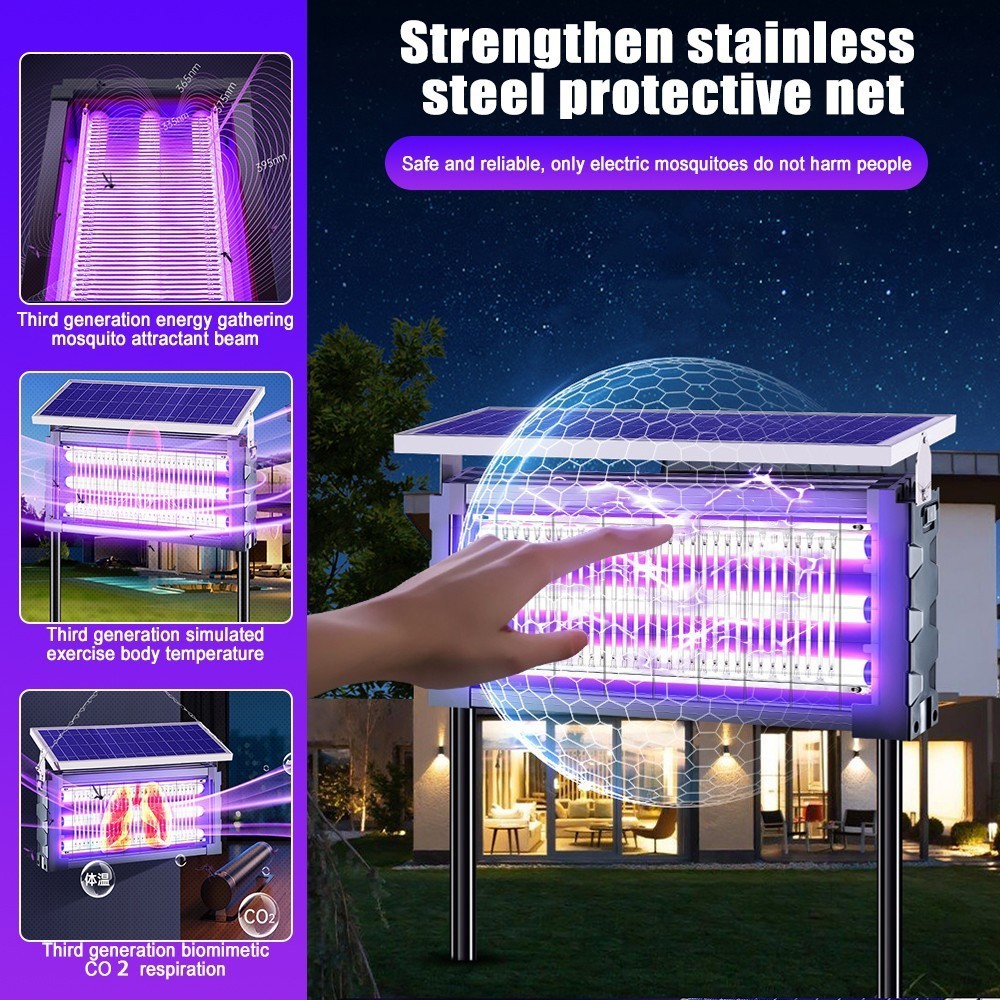 2PCS Solar Bug Zapper Outdoor 4500V Mosquito Fly Trap Insect Killer for Backyard
