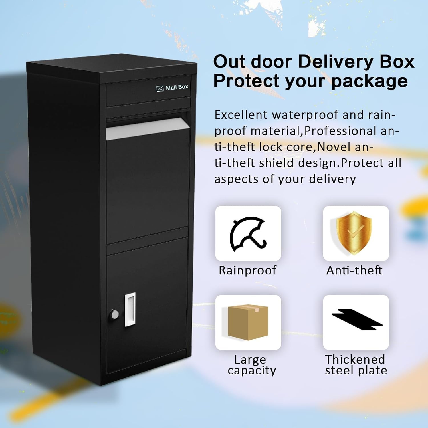 Outside Package Delivery Box w/Lock Secure for Porch,Curbside,House Antitheft