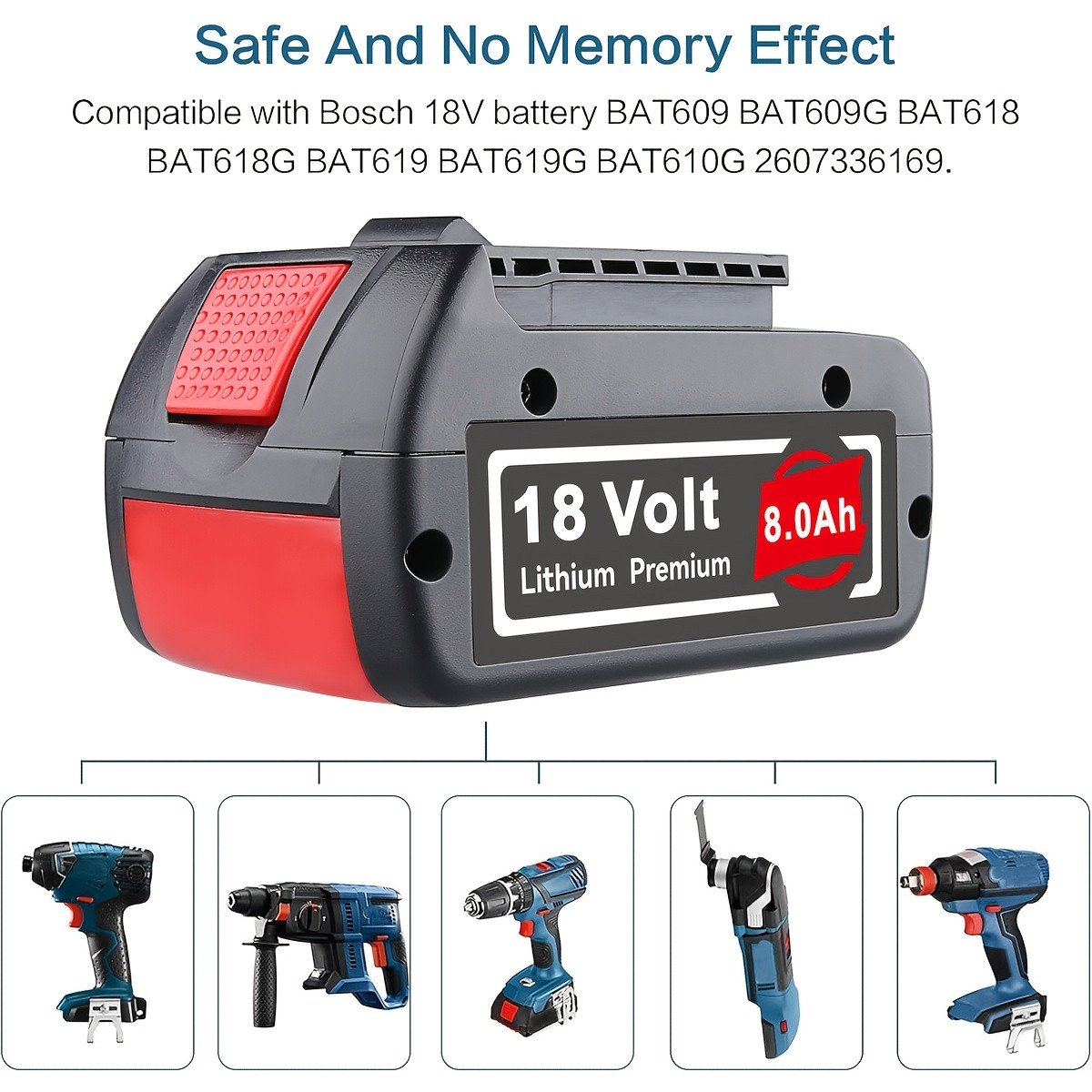 2PACK 18V Battery 18 VOLT 8.0AH Li-ion BAT609 BAT610G BAT618 24618-01 For Bosch
