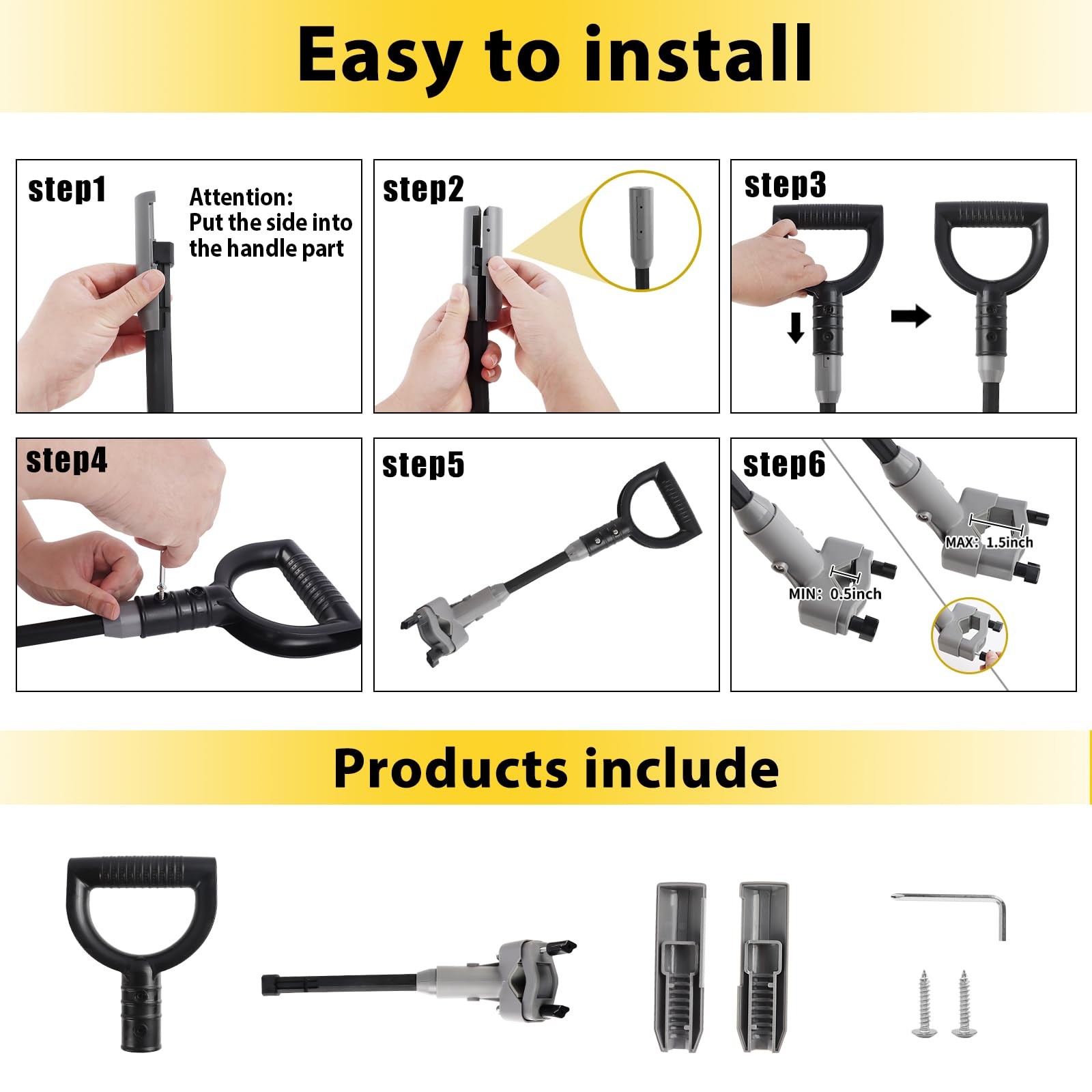 Universal Snow Shovel Handle, Back Saver Handle Attachment for Snow Shovel, Ergo