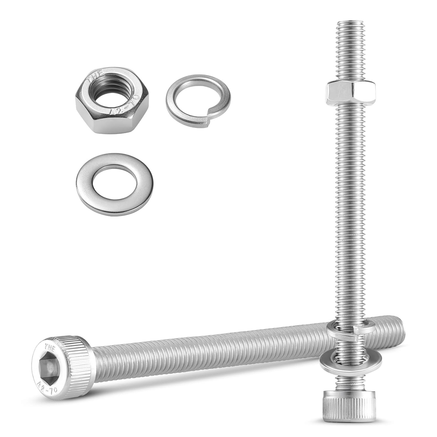 M3/4/5 Hex Socket Head Cap Screws Bolts Nuts & Washers Assortment Kit (4-100mm)