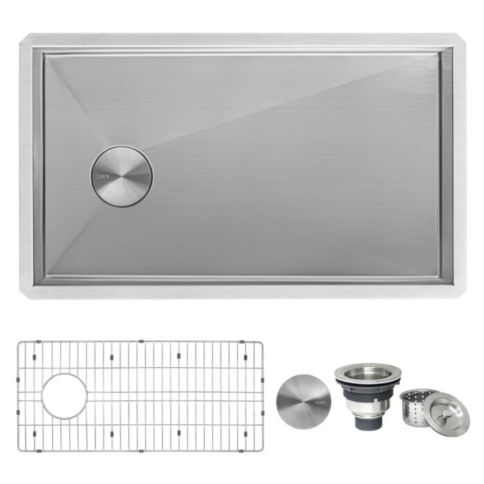 Ruvati 36″Undermount Slope Bottom Offset Drain Reversible Sink- RVH7497