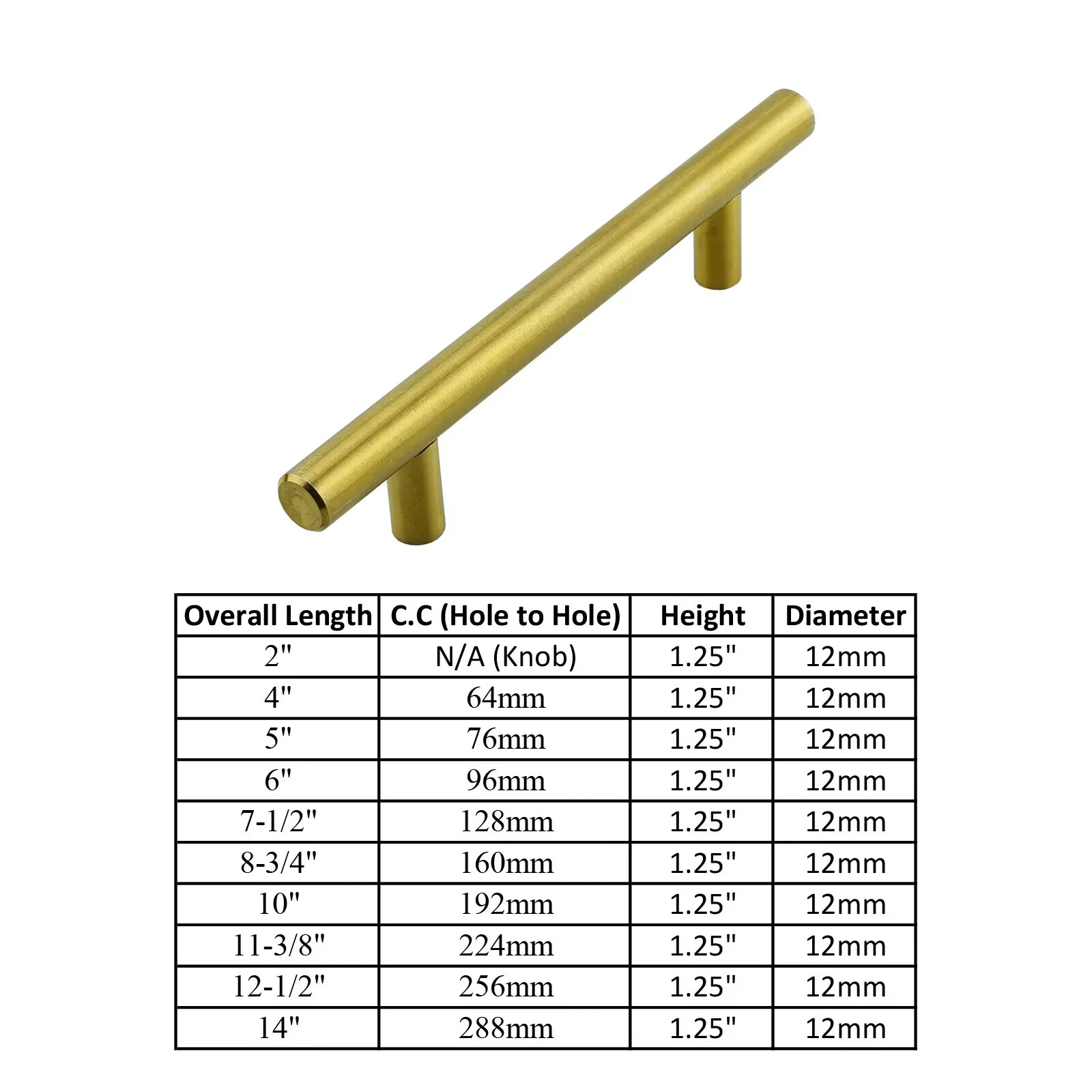SOLID Stainless Steel T Bar Pulls Modern Kitchen Cabinet Brushed Nickel Classic