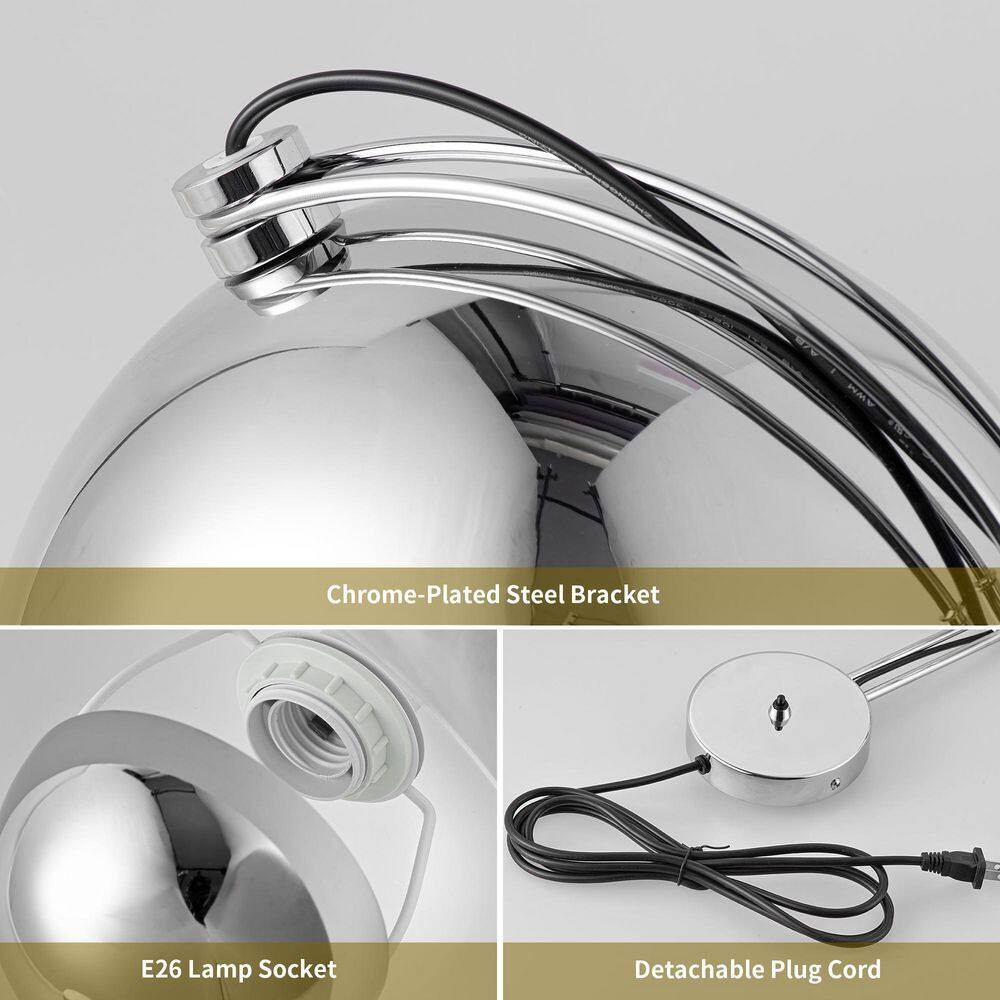 Modern 9.8 In. 1 Light Chrome Plug in Flower Pot Wall Sconces with Metal Dome Sh